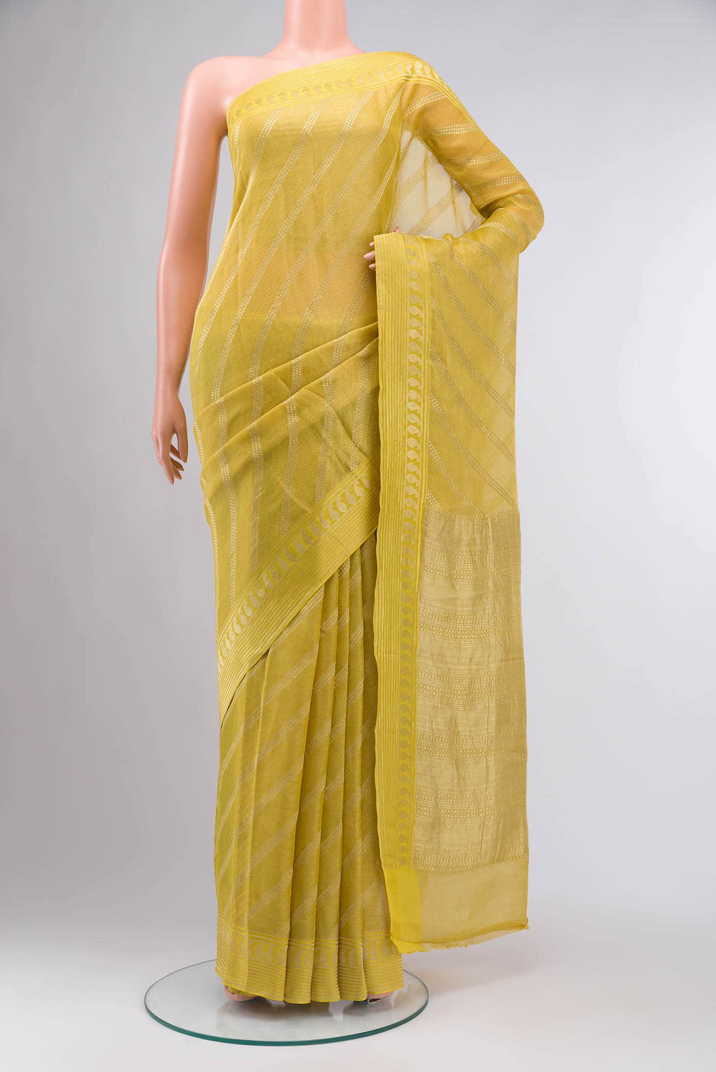 Yellow Mysore Georgette Saree