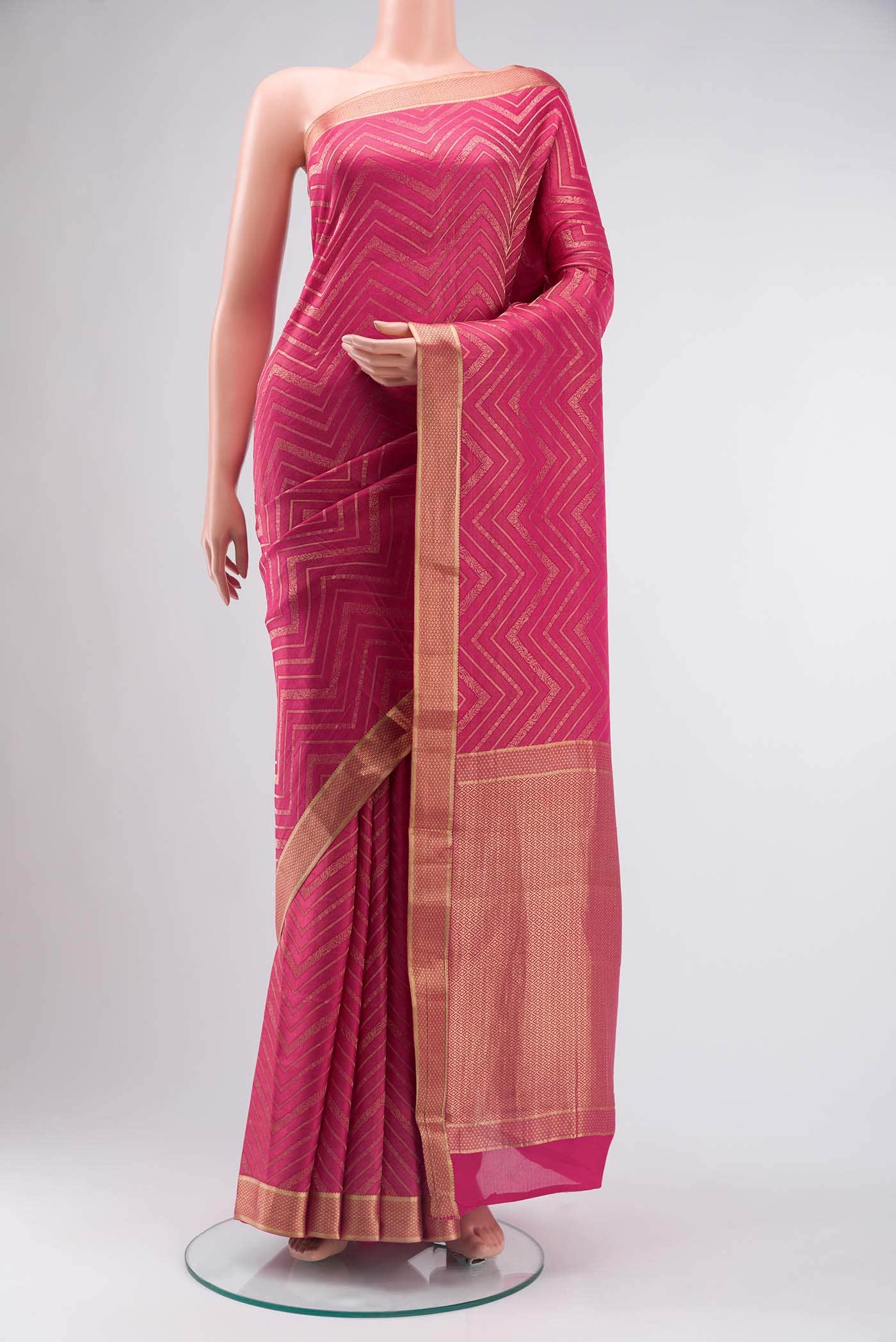 Pink Mysore Crepe Saree