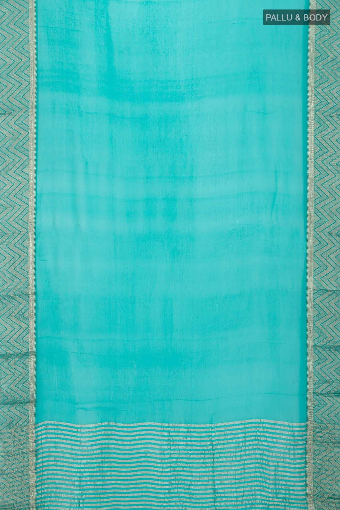 Turquoise Mysore Chiffon Saree