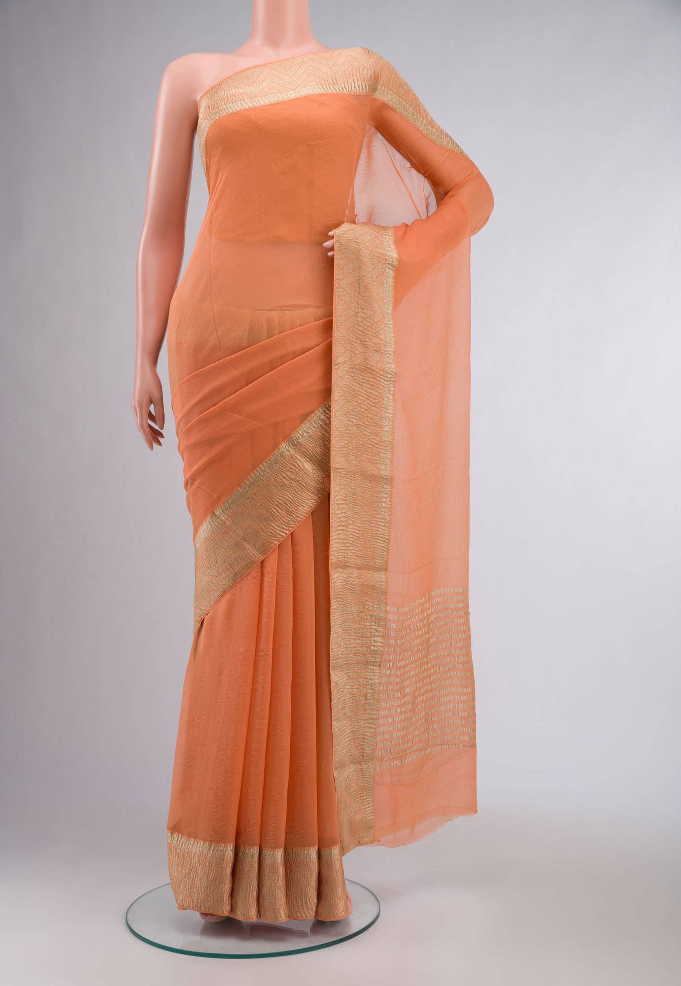 Peach Mysore Chiffon Saree