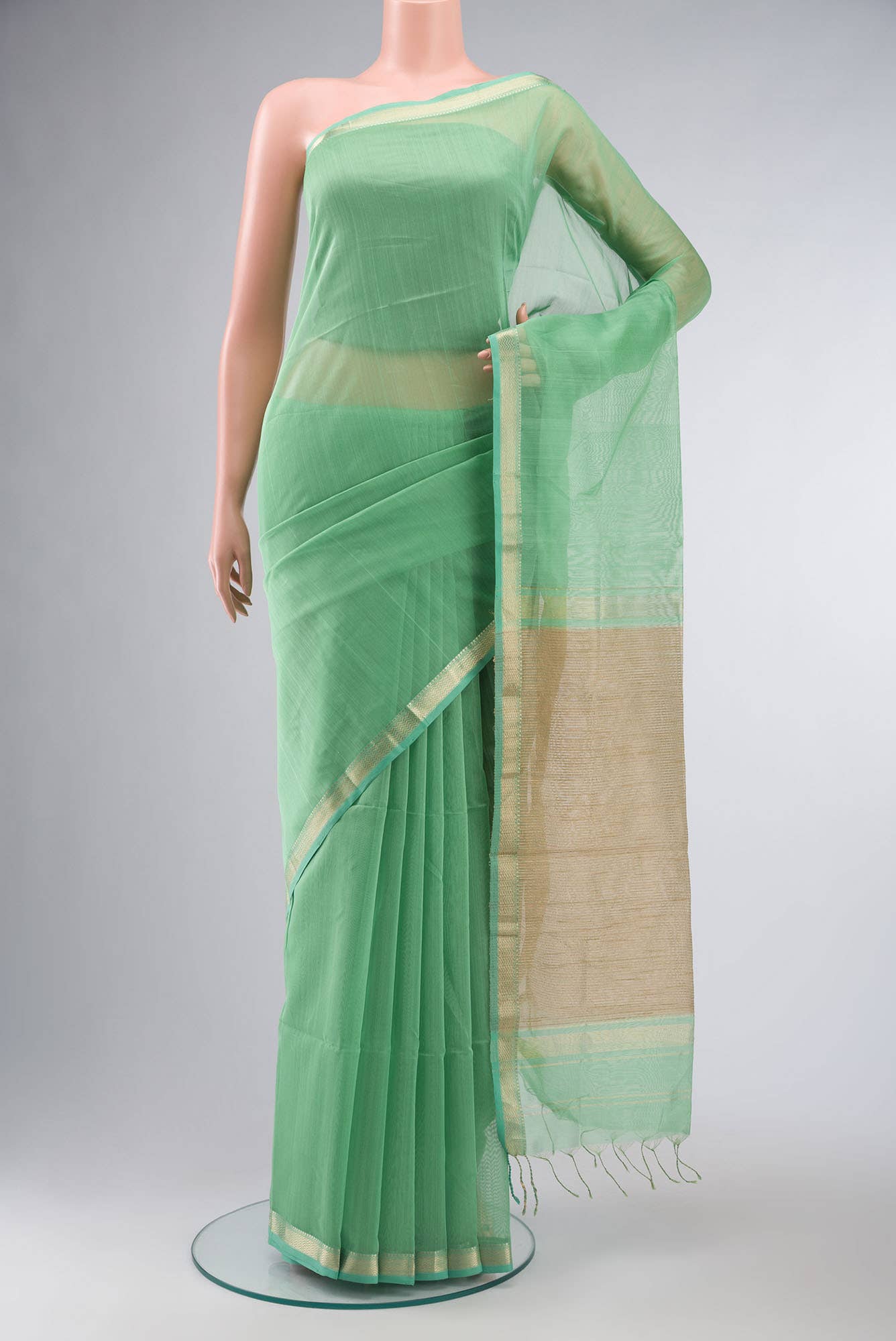 Green Maheshwari Silk Cotton Saree