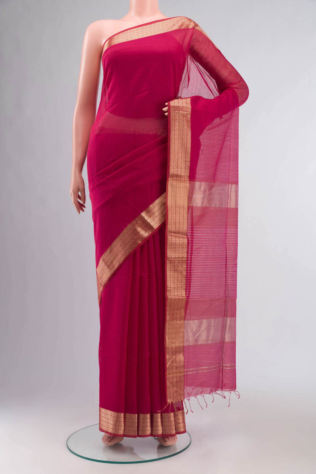 Pink Maheshwari Silk Cotton Saree