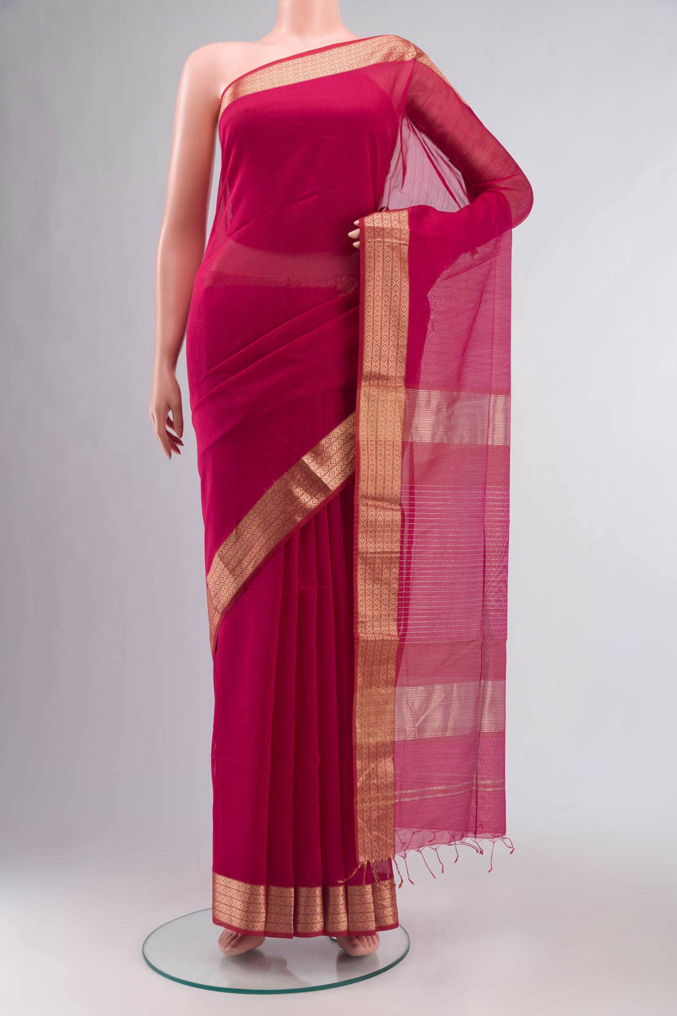 Pink Maheshwari Silk Cotton Saree