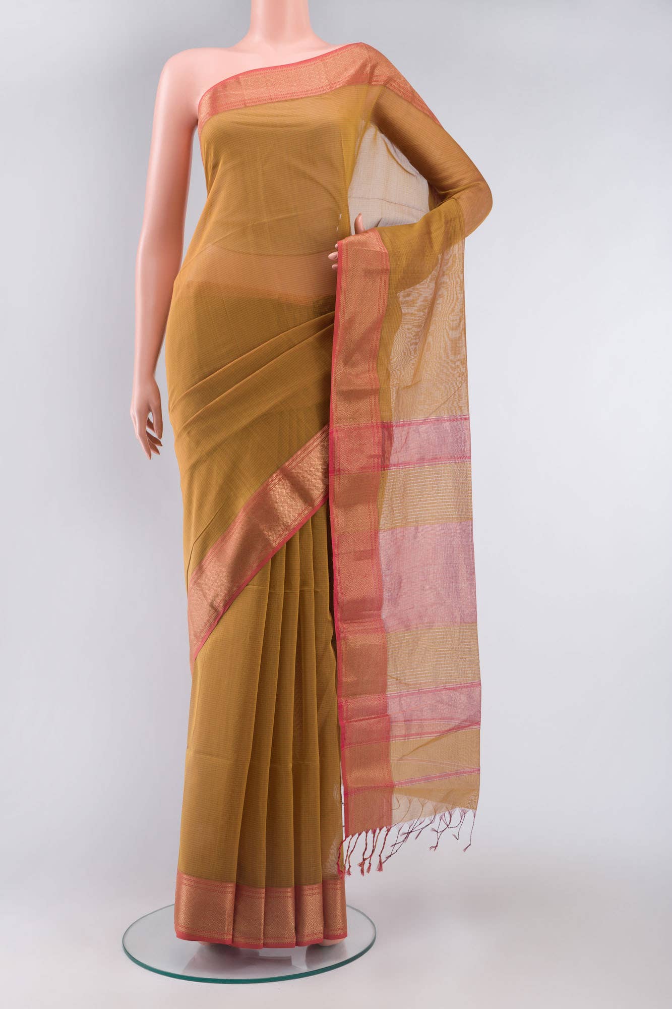 Mustard Blended Maheshwari Silk Cotton Saree