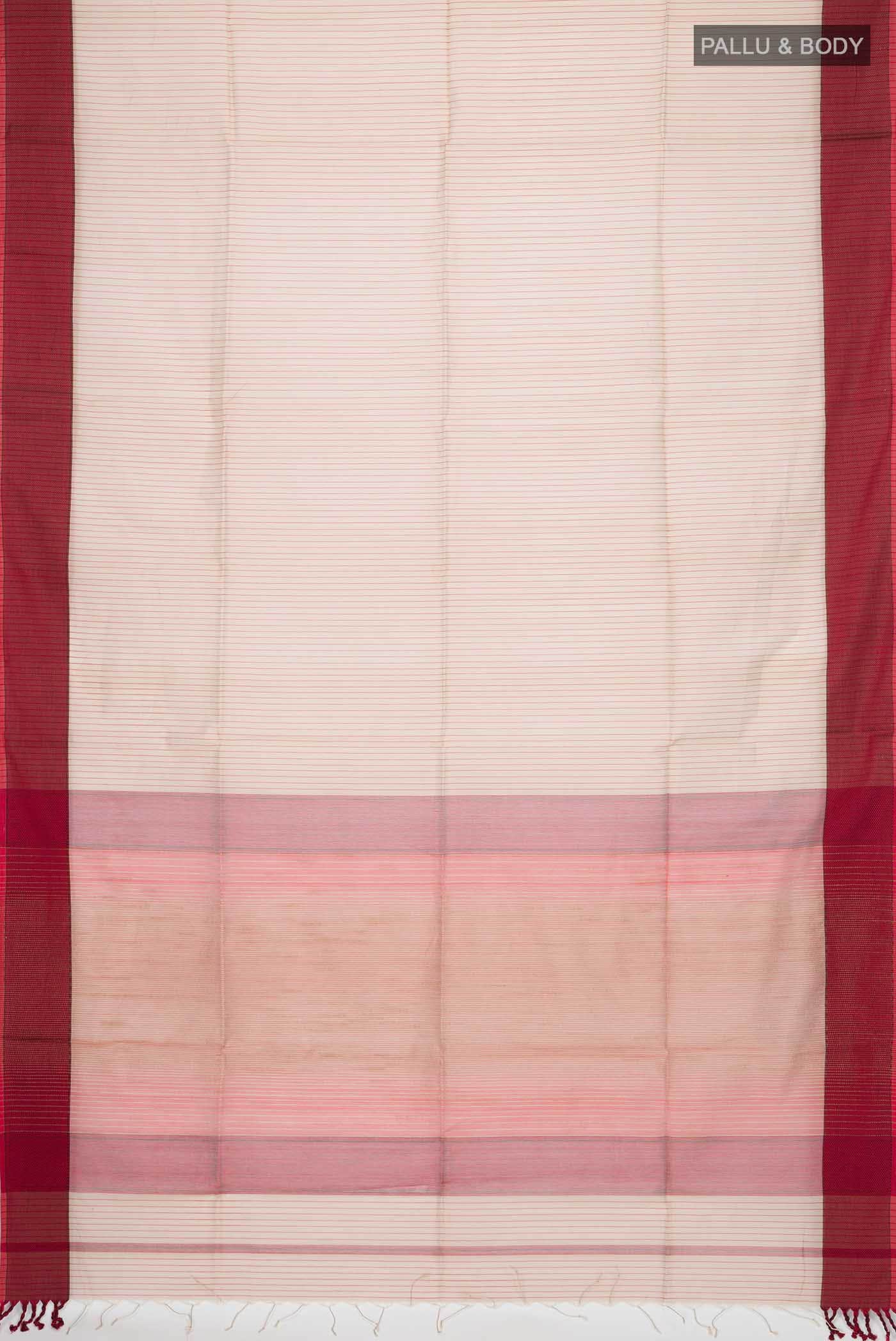 Beige Maheshwari Silk Cotton Saree