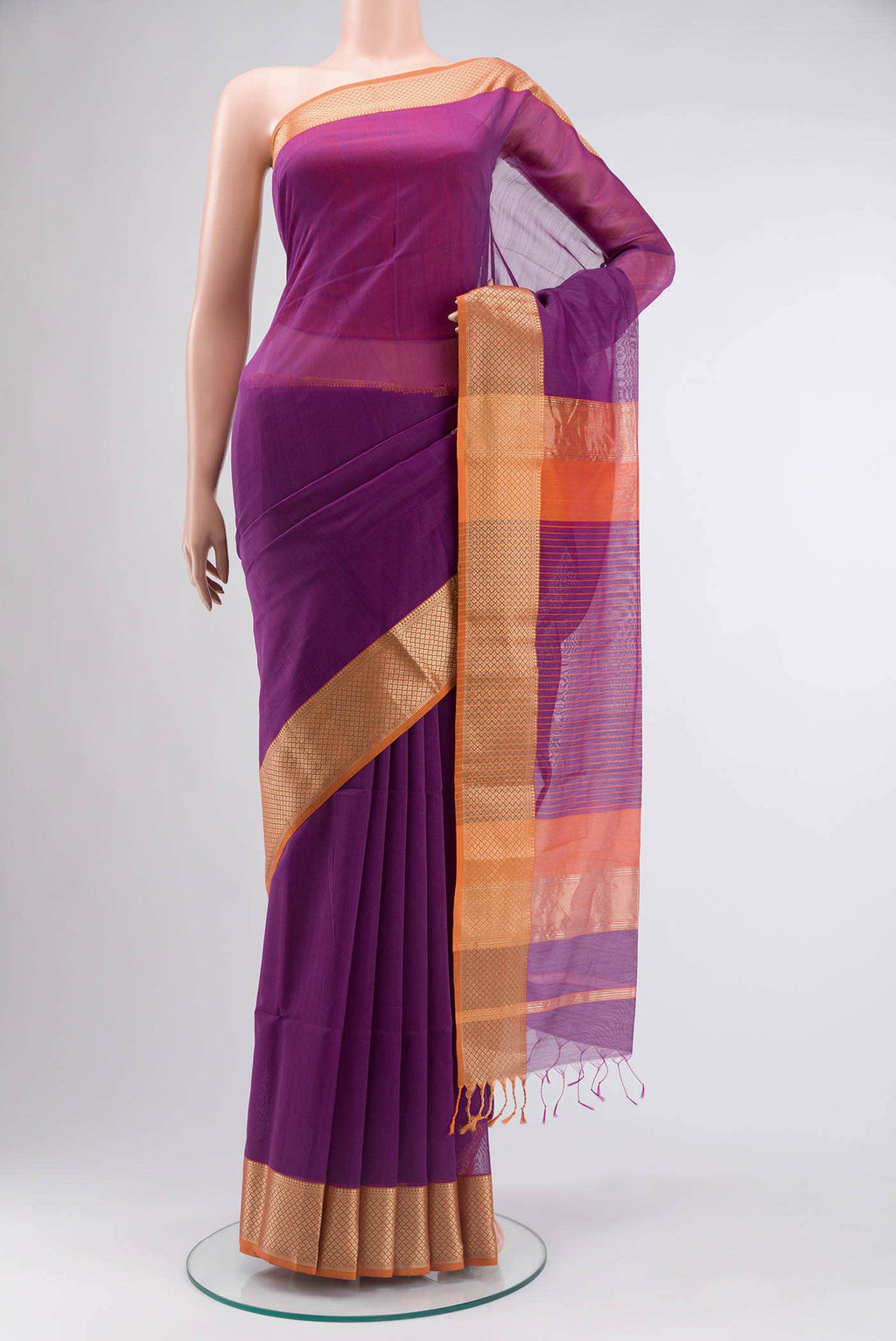 Purple Maheshwari Silk Cotton Saree