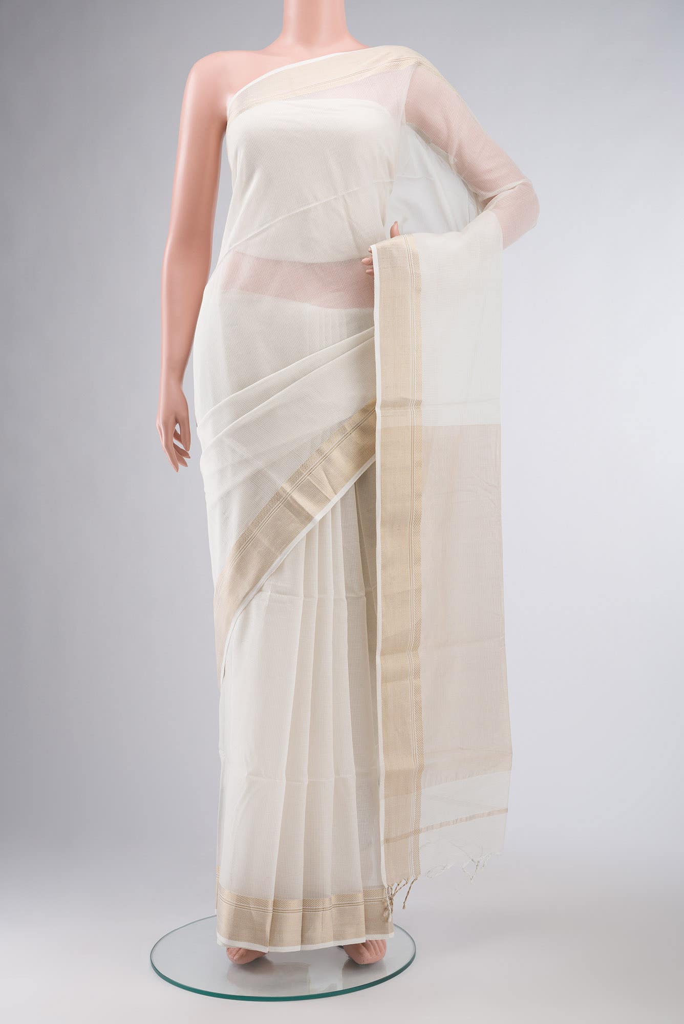 Off White Maheshwari Silk Cotton Saree