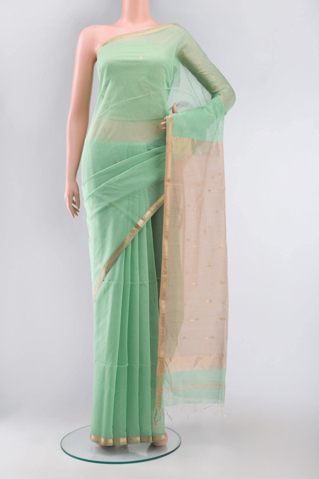 Green Blended Maheshwari Silk Cotton Saree