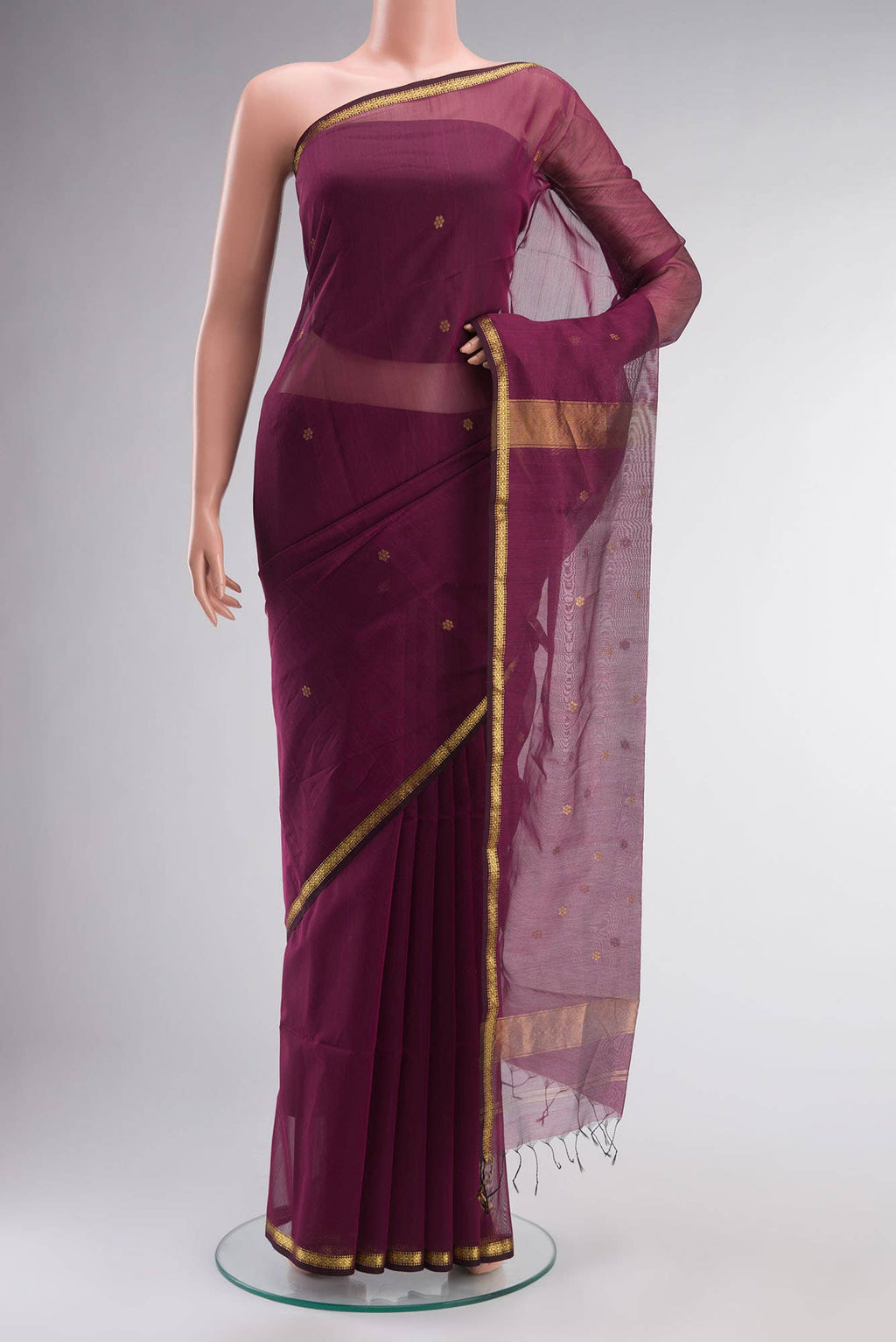 Magenta Maheshwari Silk Cotton Saree