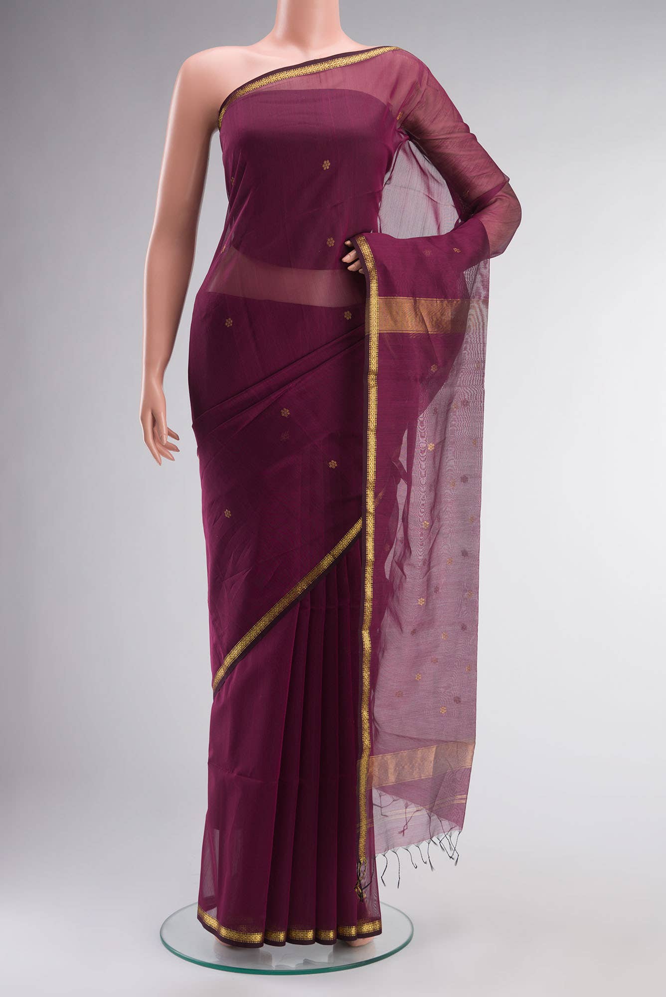 Magenta Maheshwari Silk Cotton Saree