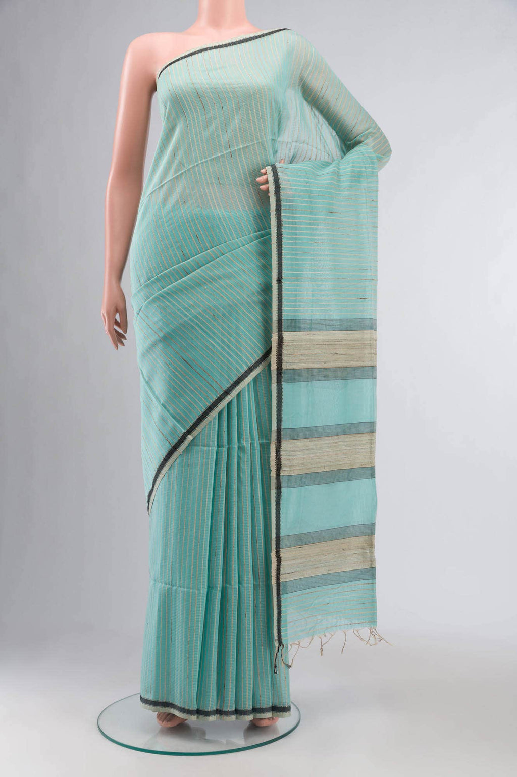 Blue Maheshwari Silk Cotton Saree