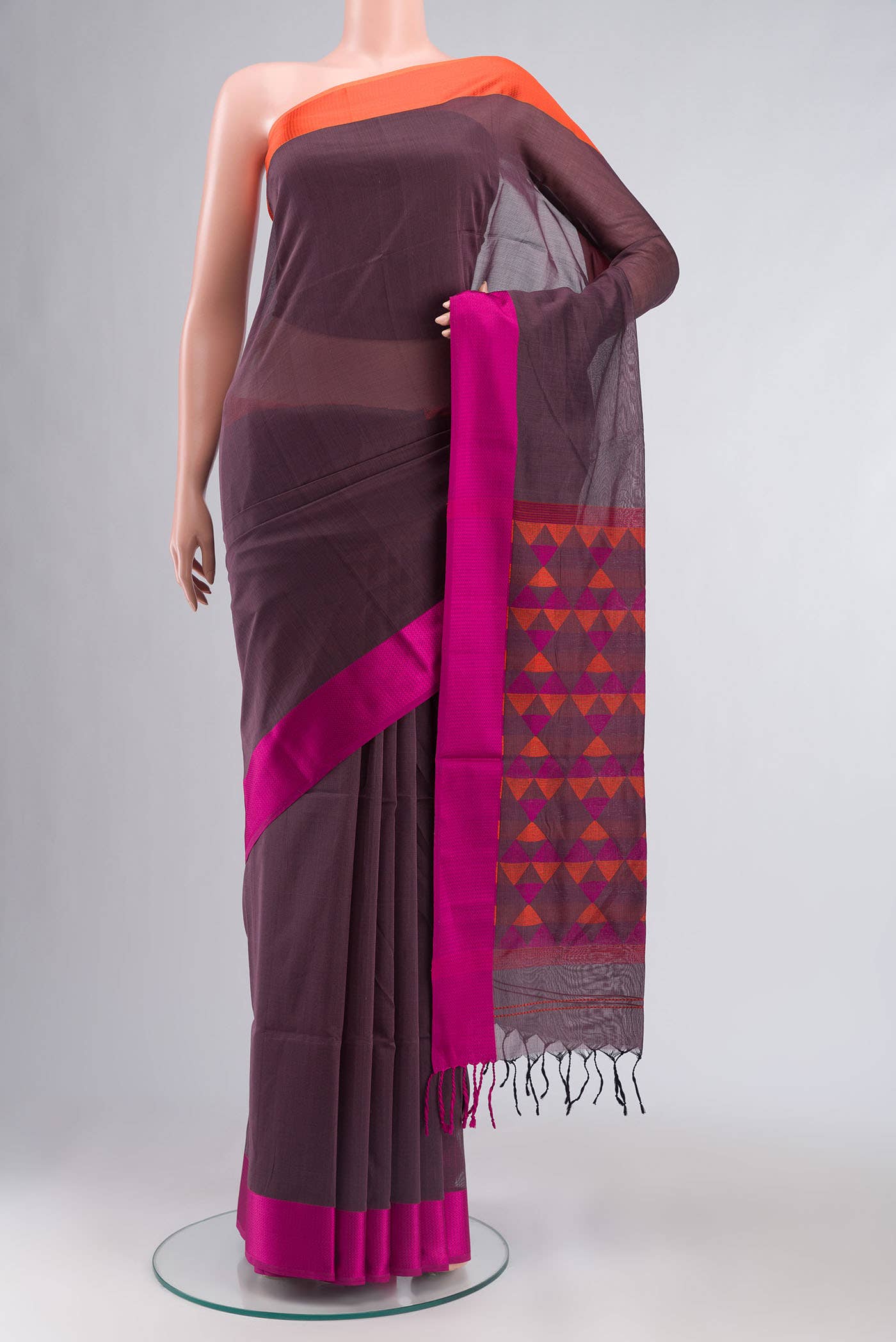 Purple Maheshwari Silk Cotton Saree