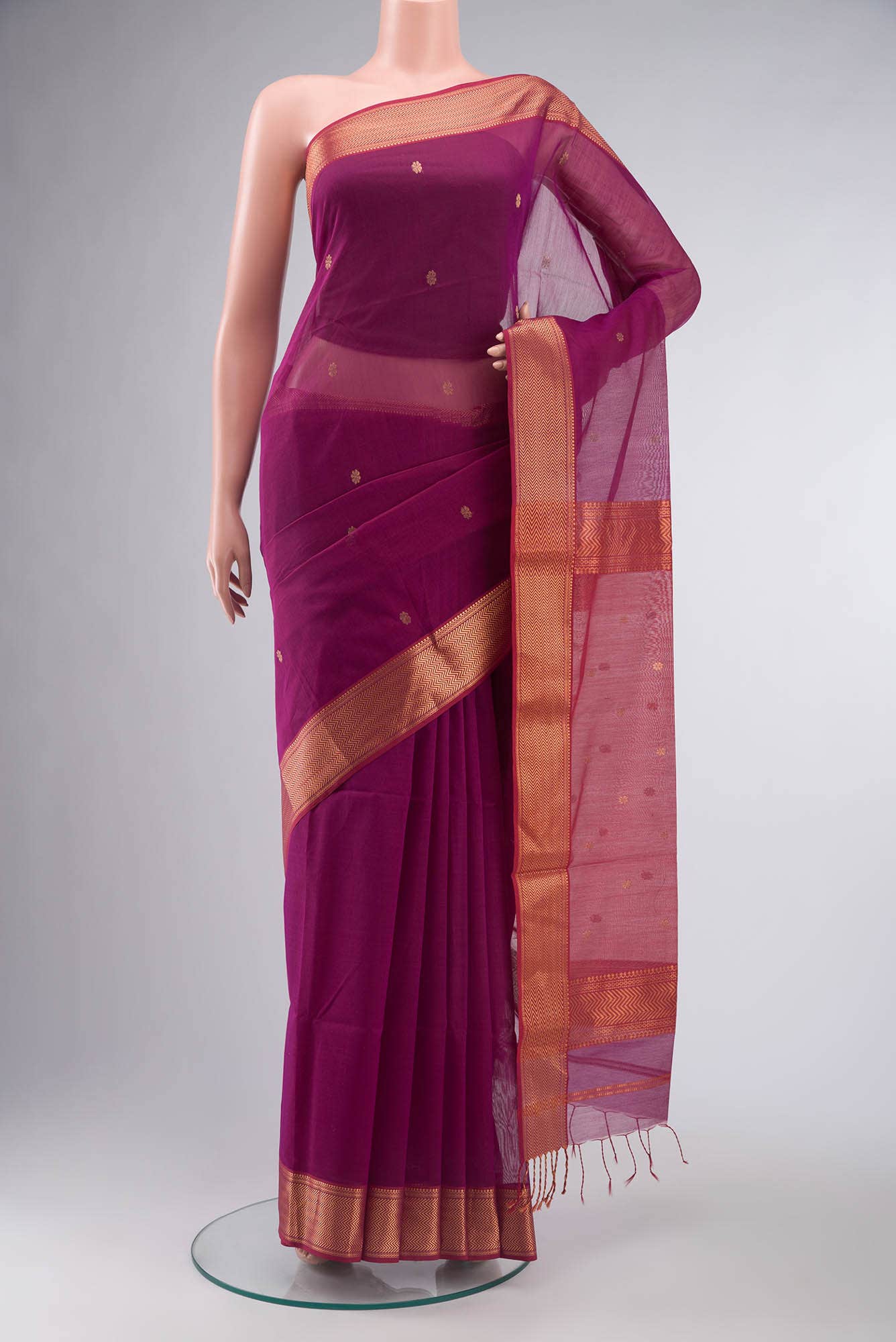 Magenta Maheshwari Silk Cotton Saree