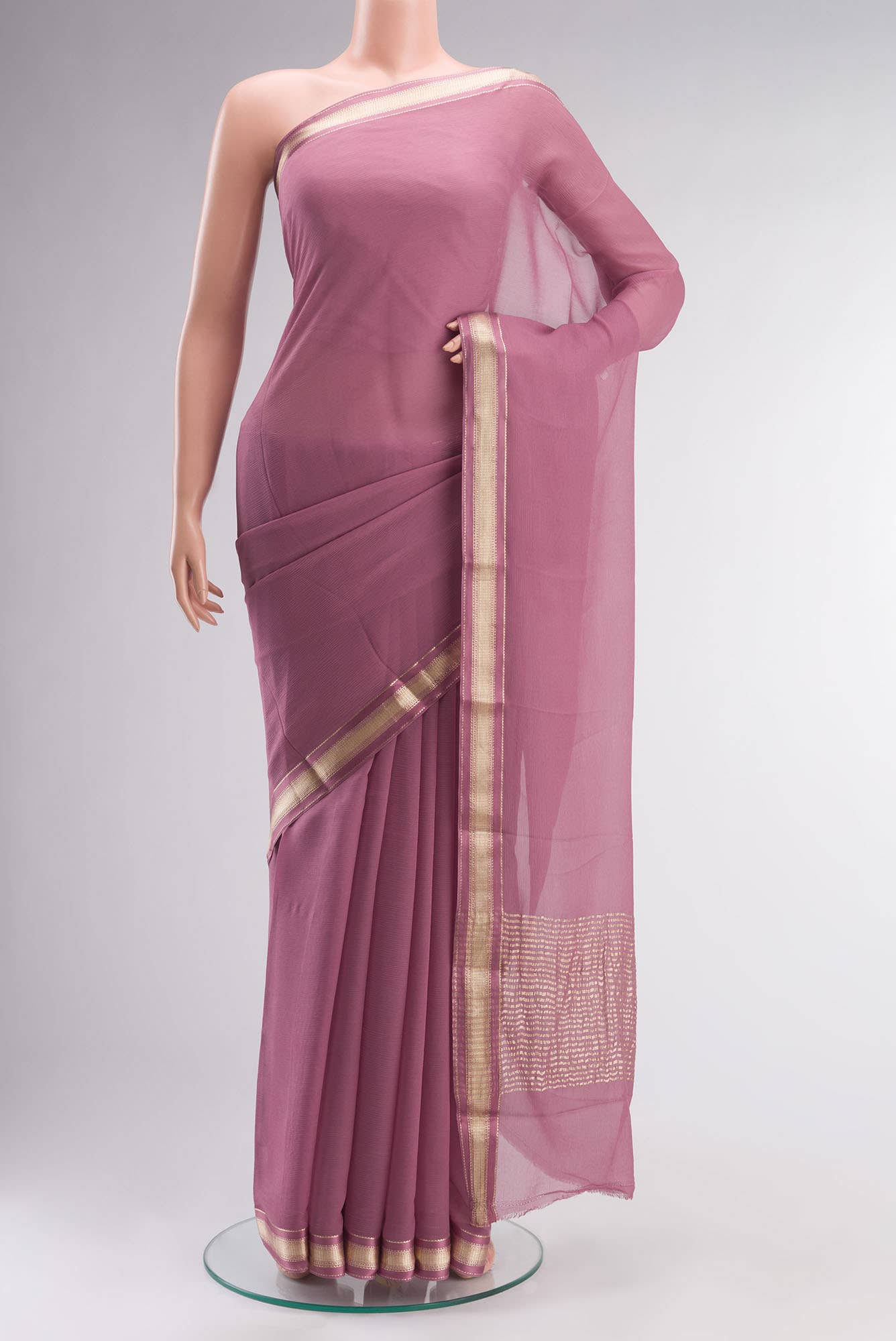Pink Mysore Chiffon Saree