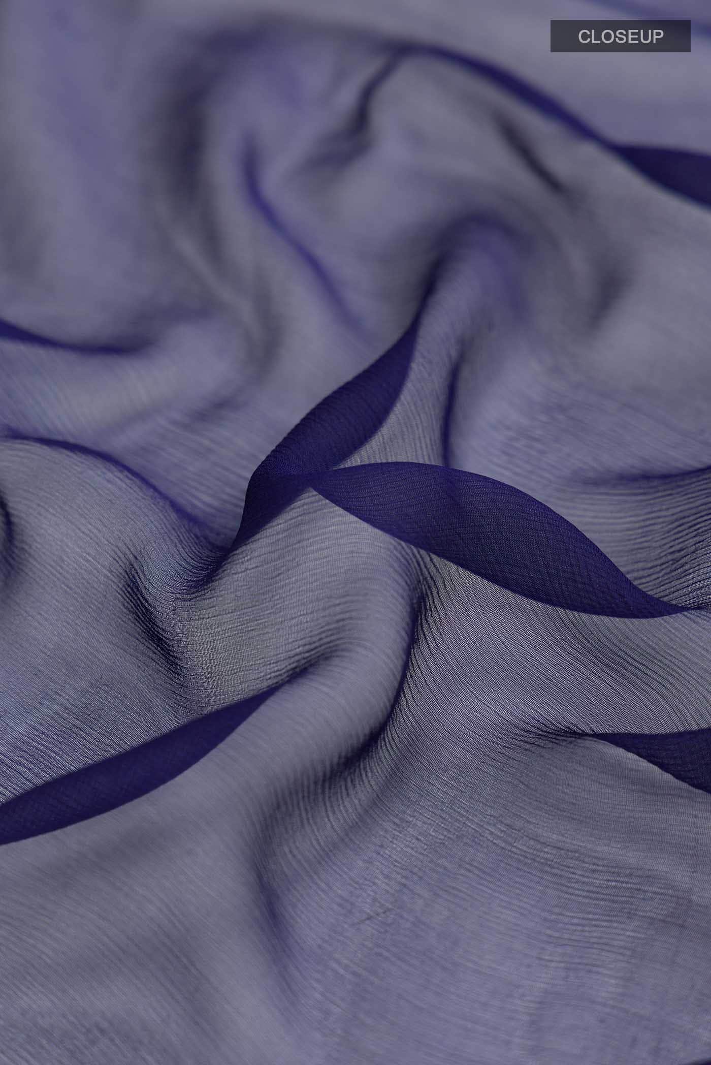 Navy Blue Mysore Chiffon Saree