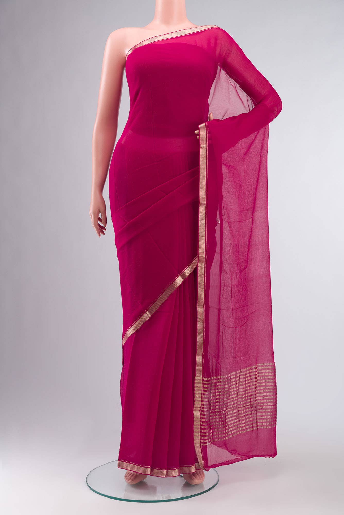 Pink Mysore Chiffon Saree