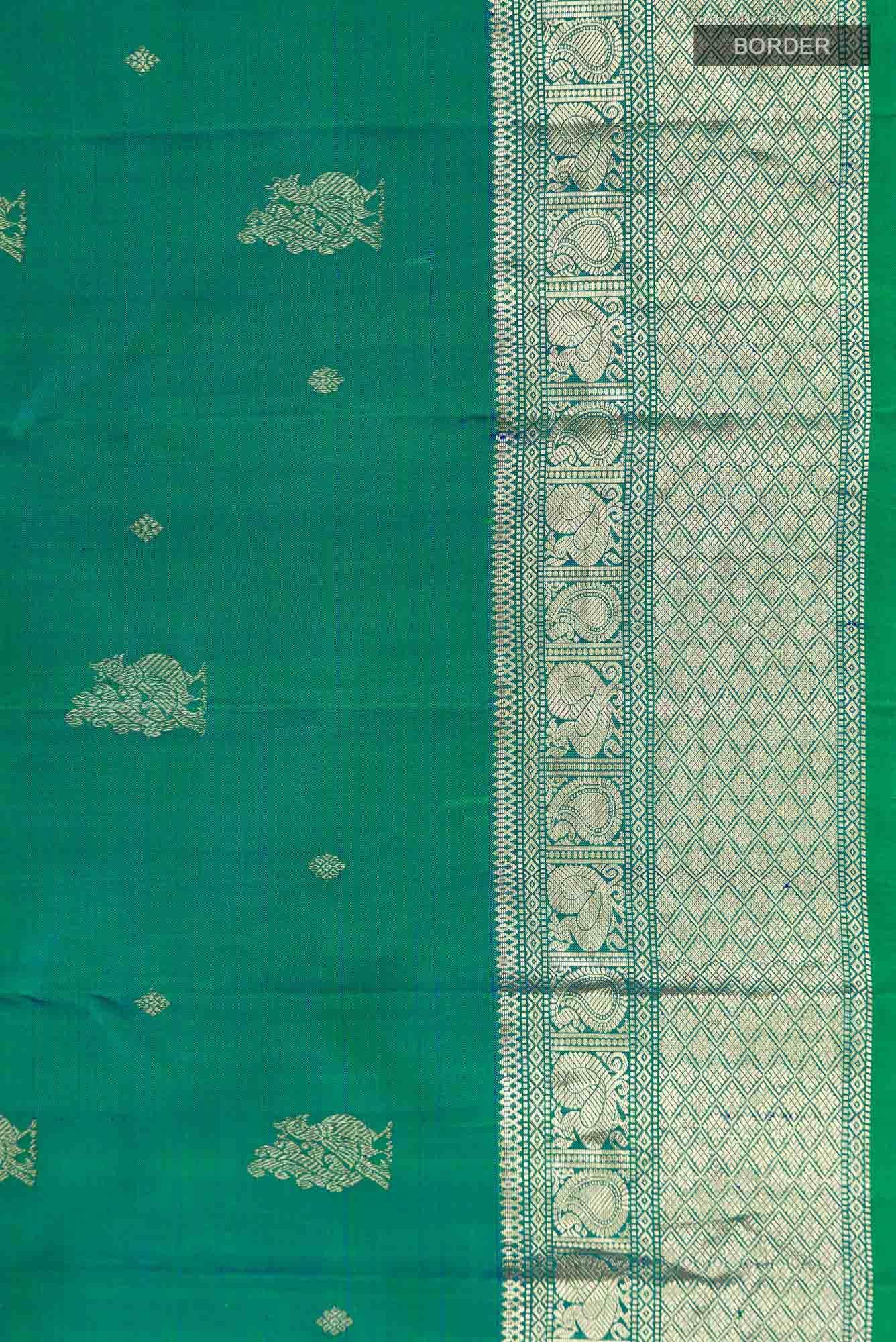 Green with Blue Dual Tone Kanchipuram Silk Saree