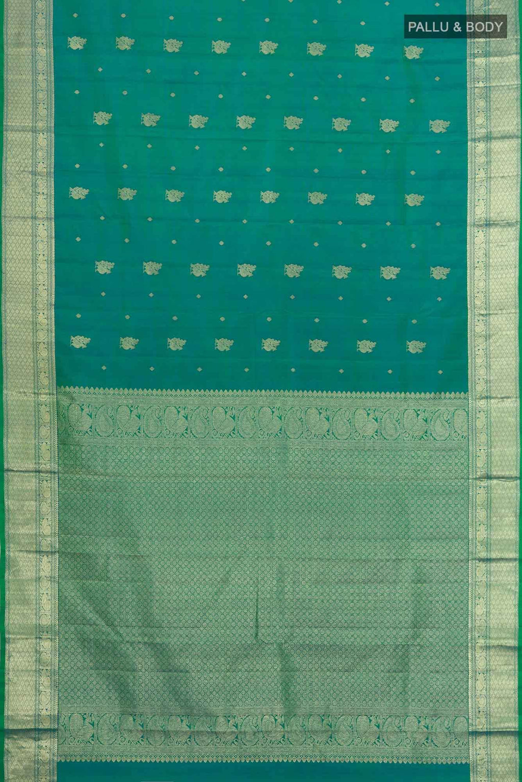 Green with Blue Dual Tone Kanchipuram Silk Saree