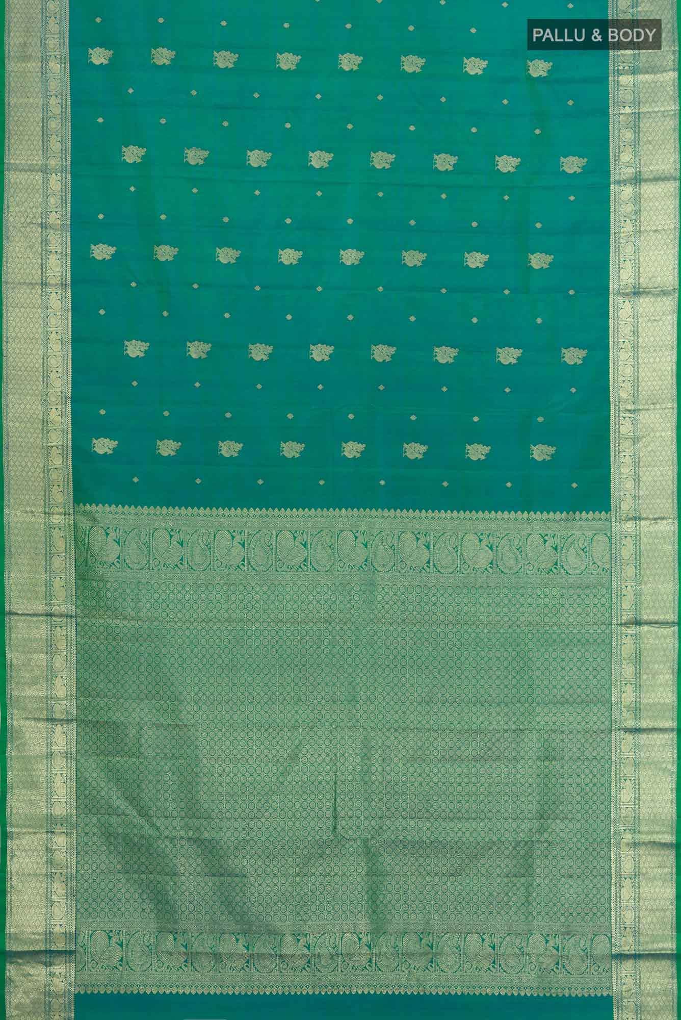 Green with Blue Dual Tone Kanchipuram Silk Saree