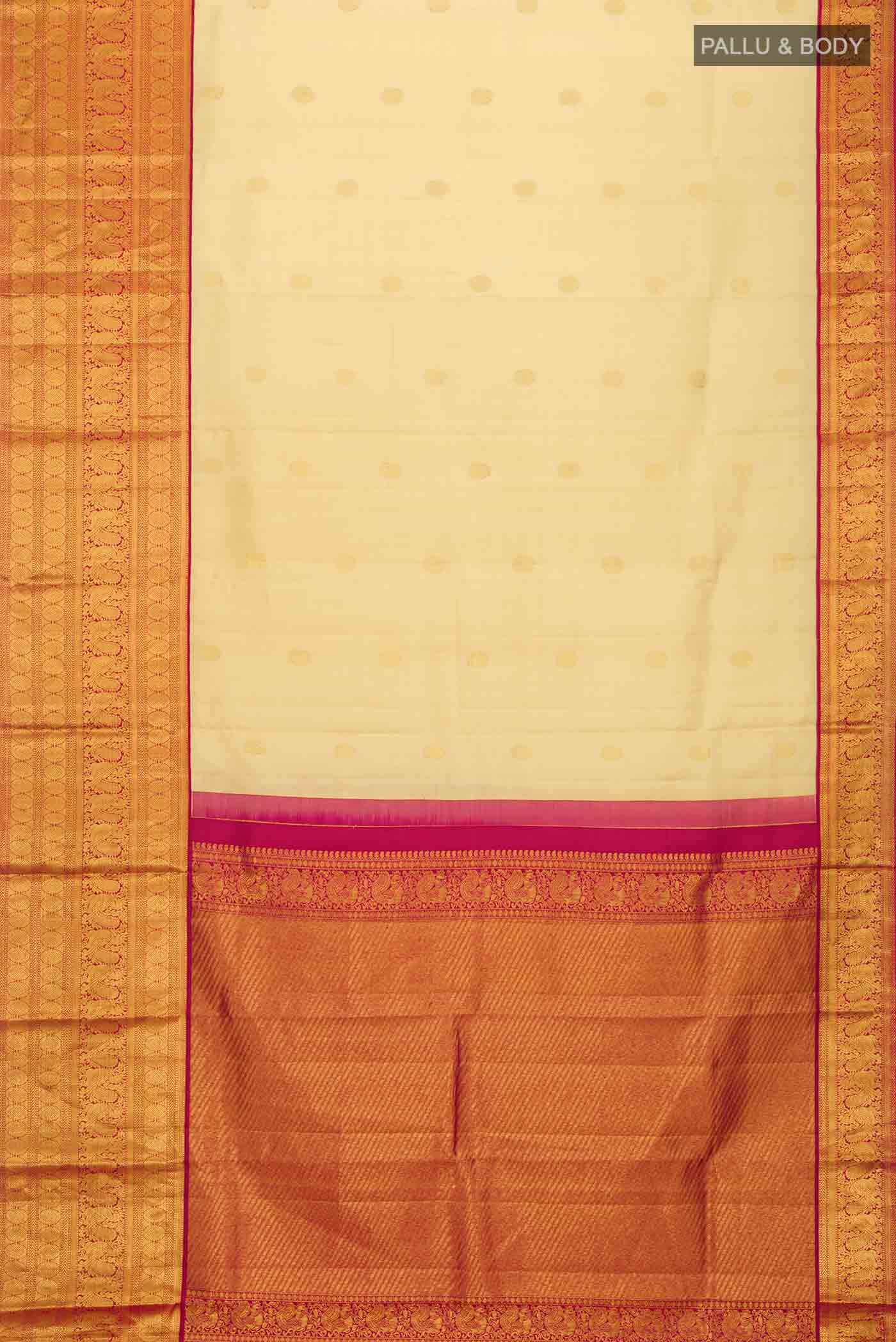 Cream Kanchipuram Silk Saree