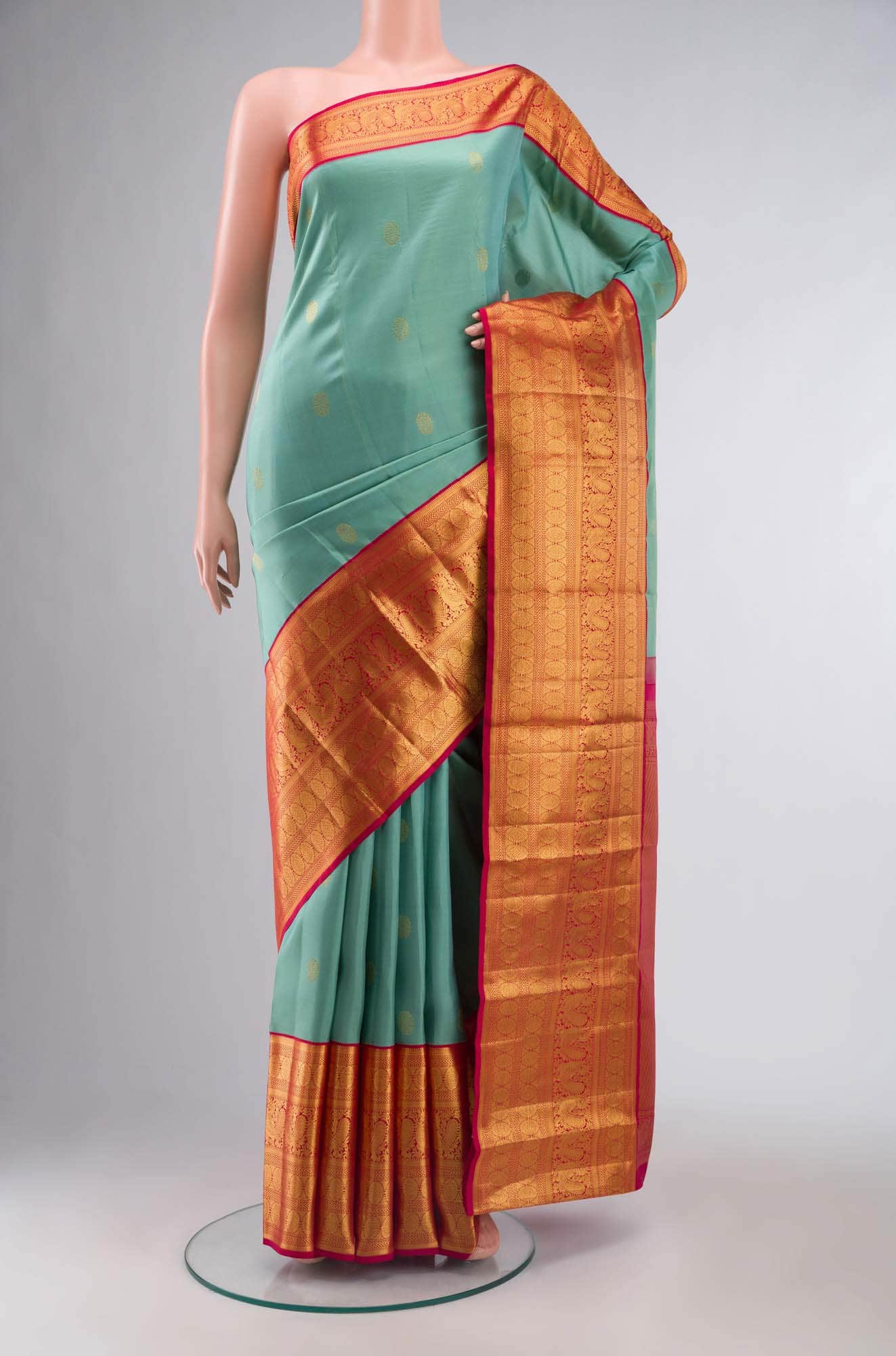 Sea Green Kanchipuram Silk Saree