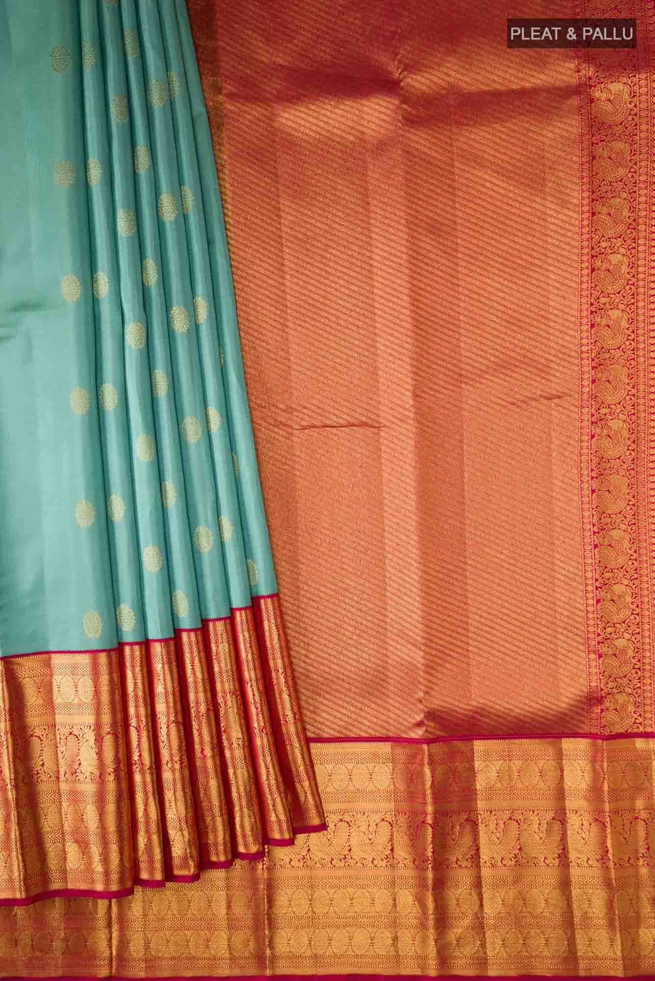Sea Green Kanchipuram Silk Saree