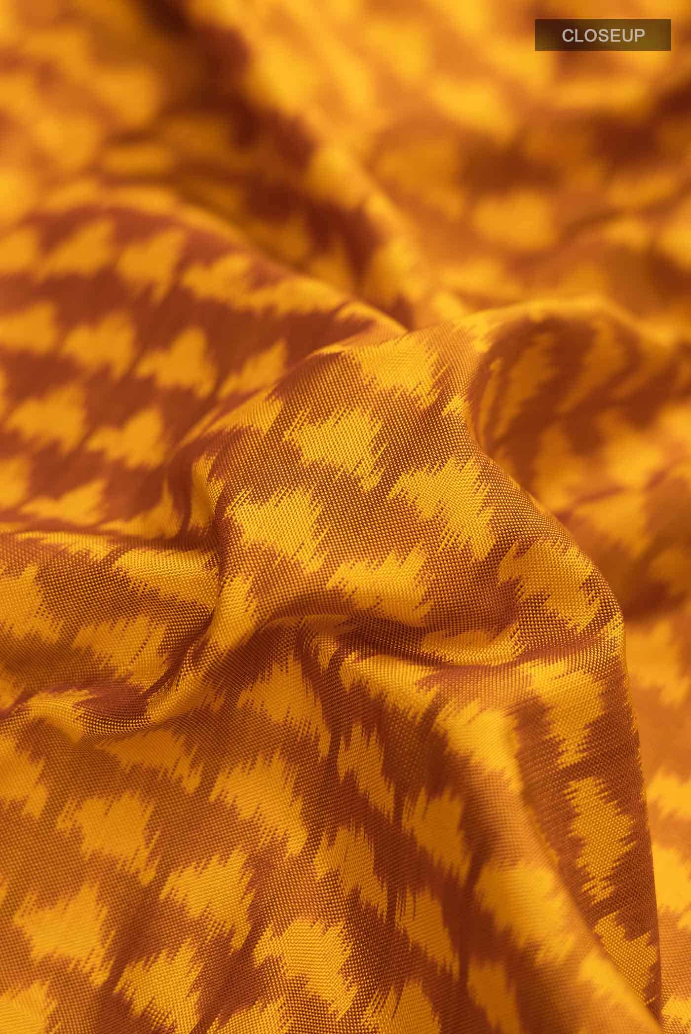 Mustard Pochampally Silk Saree