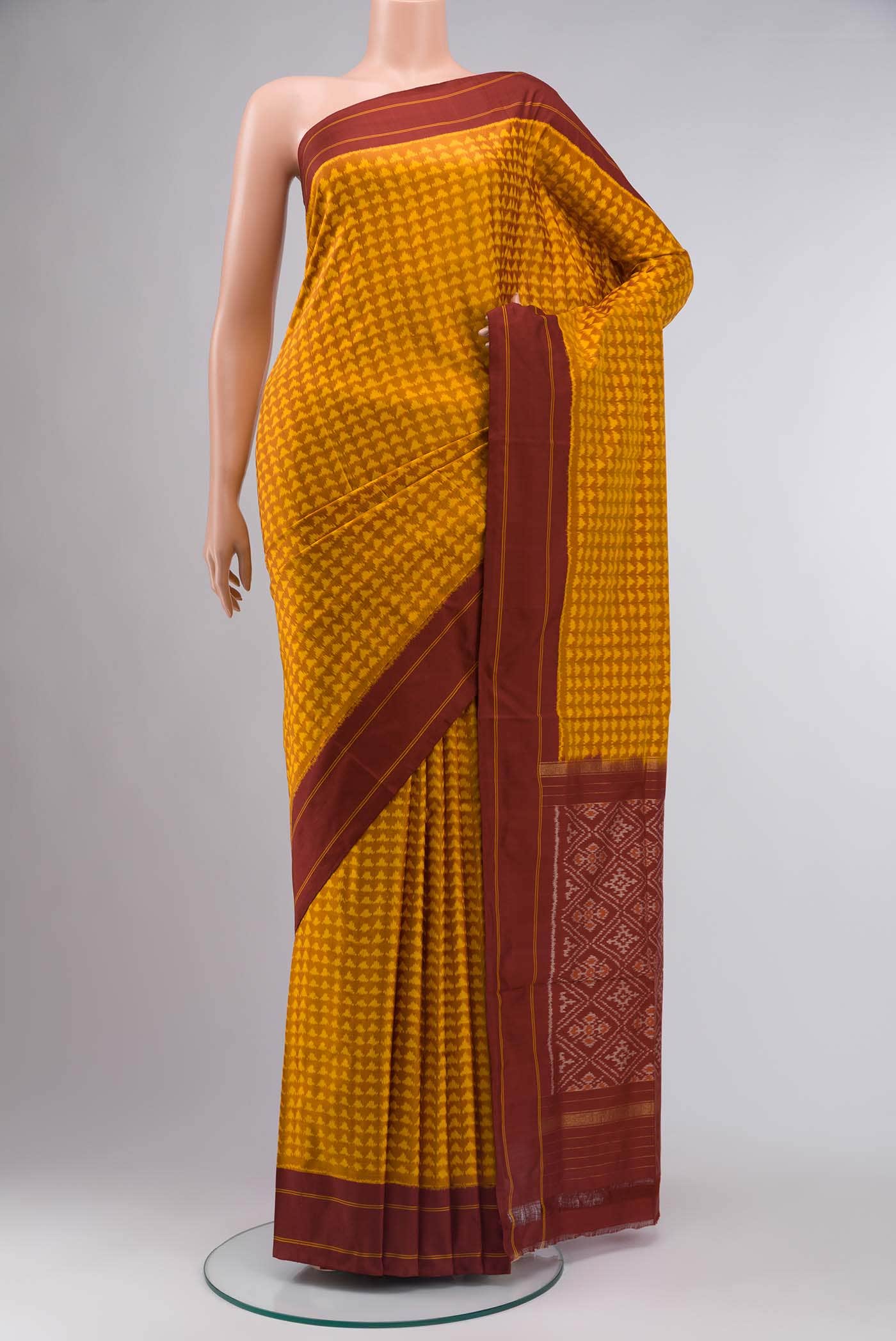 Mustard Pochampally Silk Saree