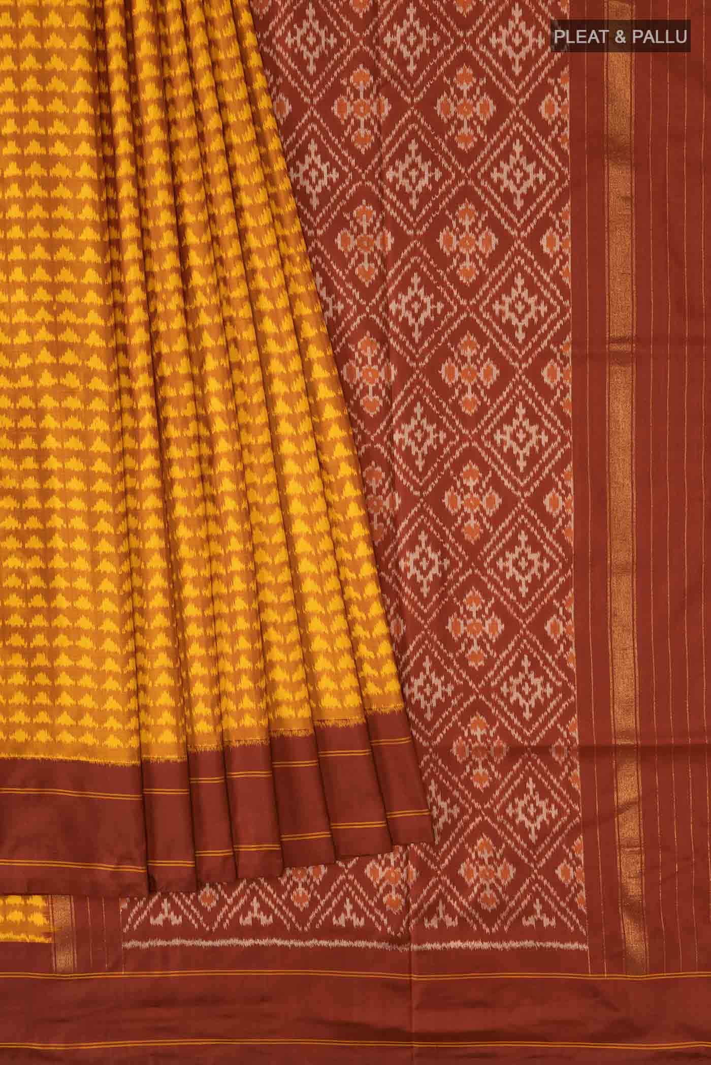Mustard Pochampally Silk Saree