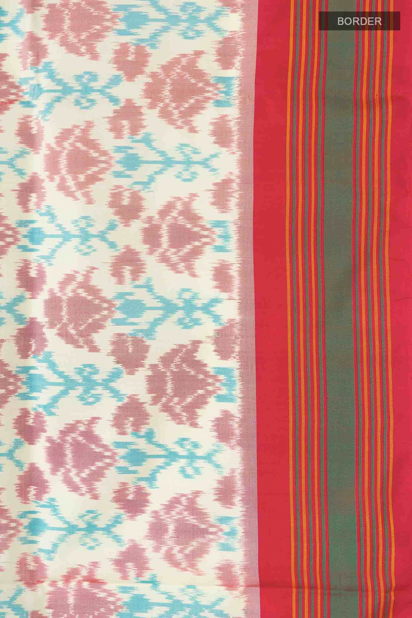 Cream Pochampally Silk Saree