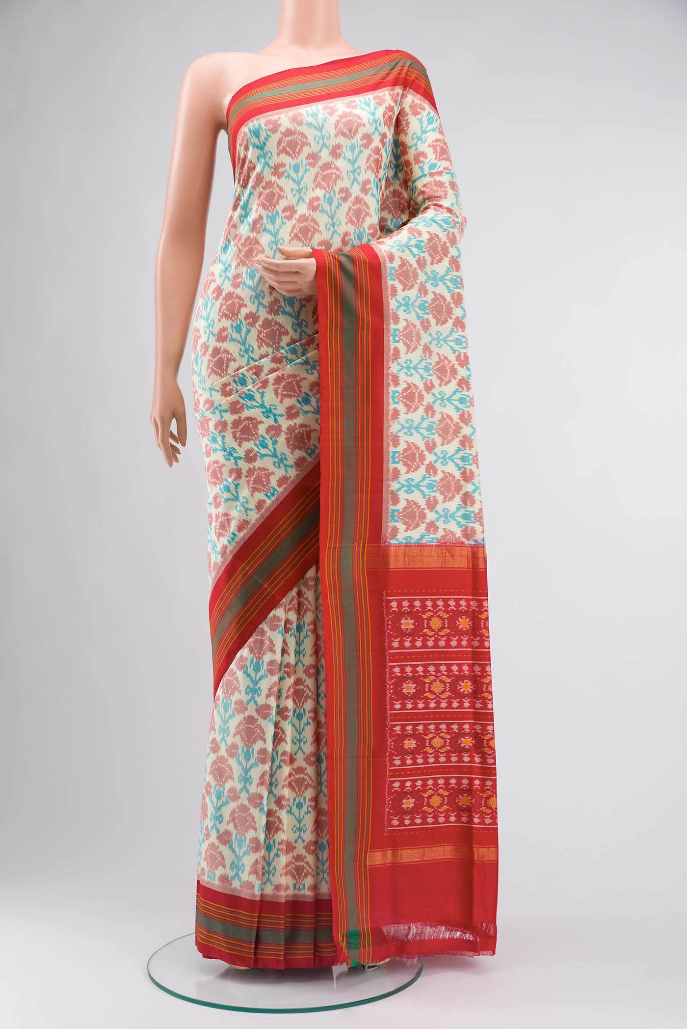 Cream Pochampally Silk Saree