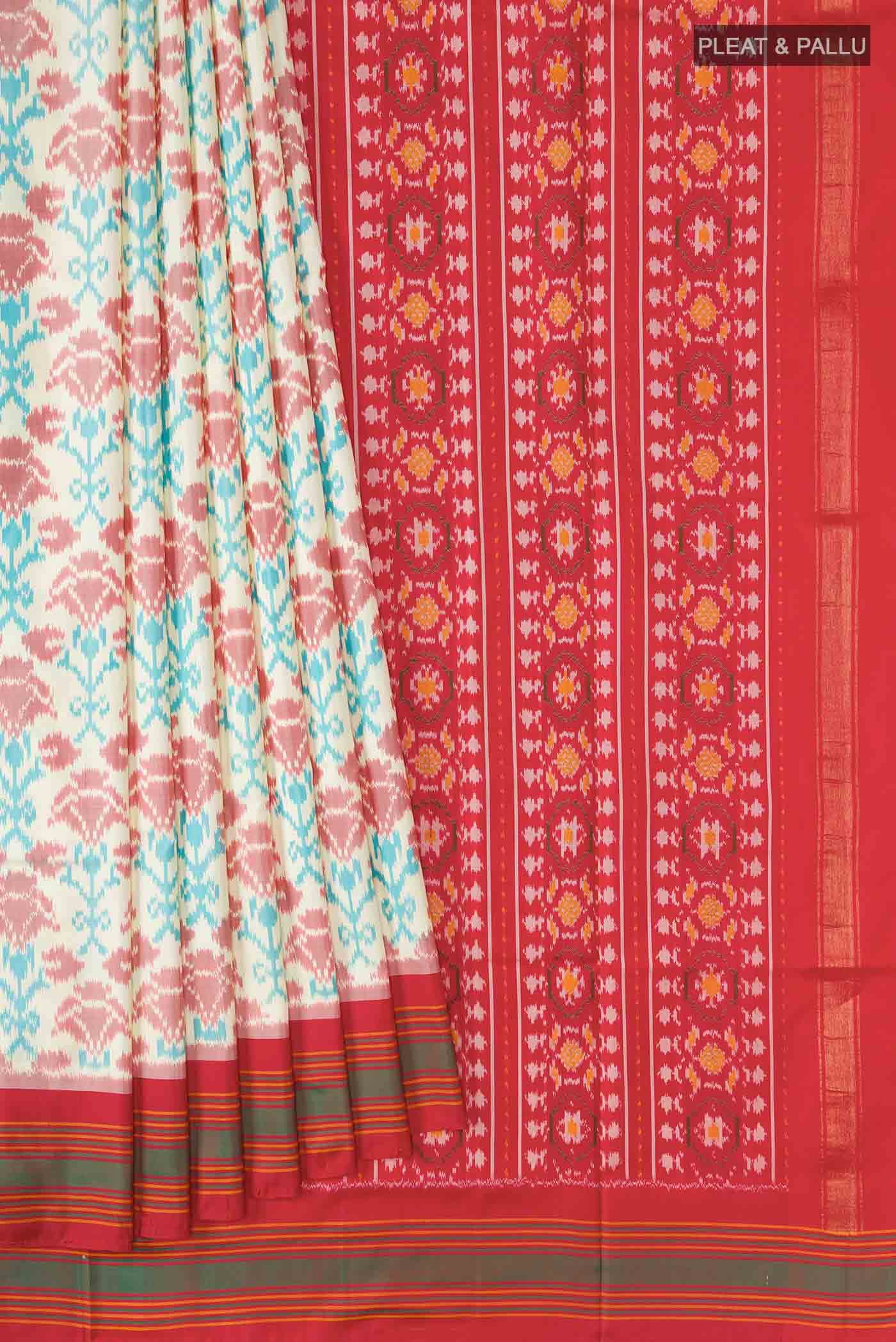 Cream Pochampally Silk Saree