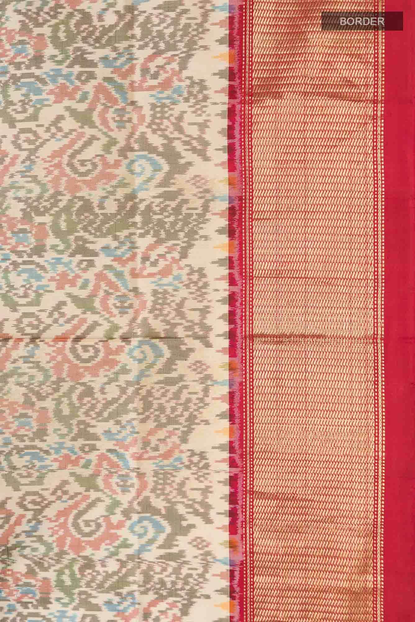 Beige Pochampally Silk Saree