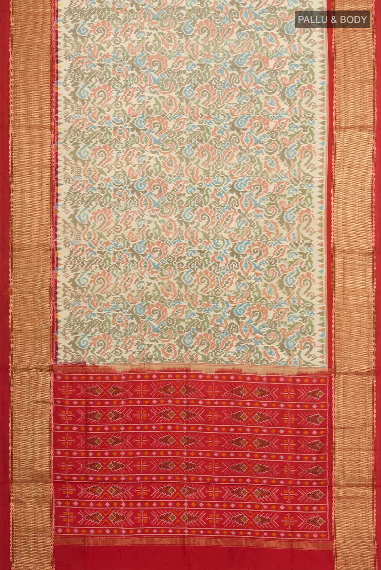 Beige Pochampally Silk Saree