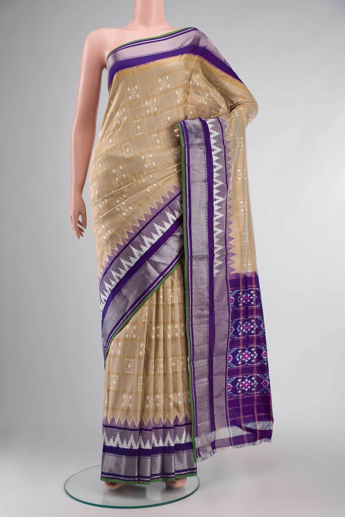 Beige Pochampally Silk Saree