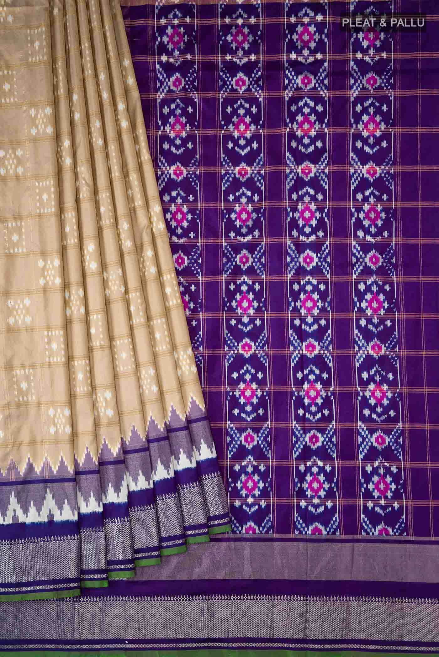 Beige Pochampally Silk Saree