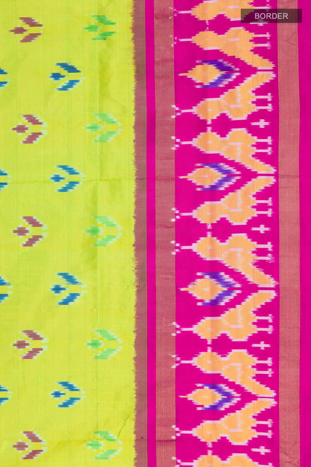 Parrot Green Pochampally Silk Saree