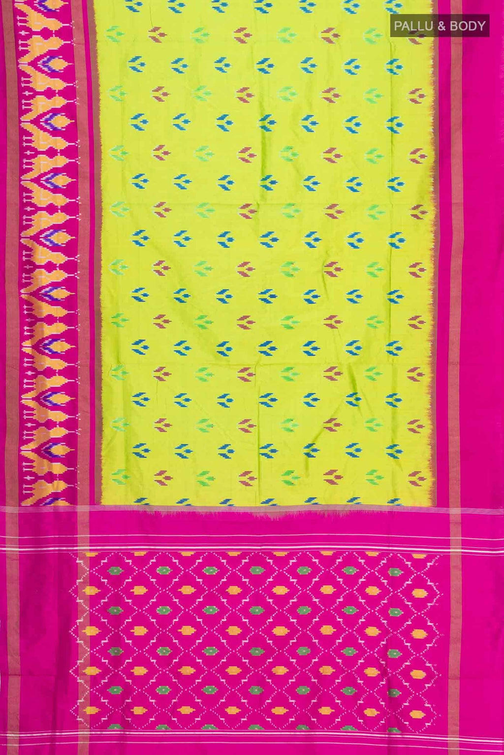 Parrot Green Pochampally Silk Saree