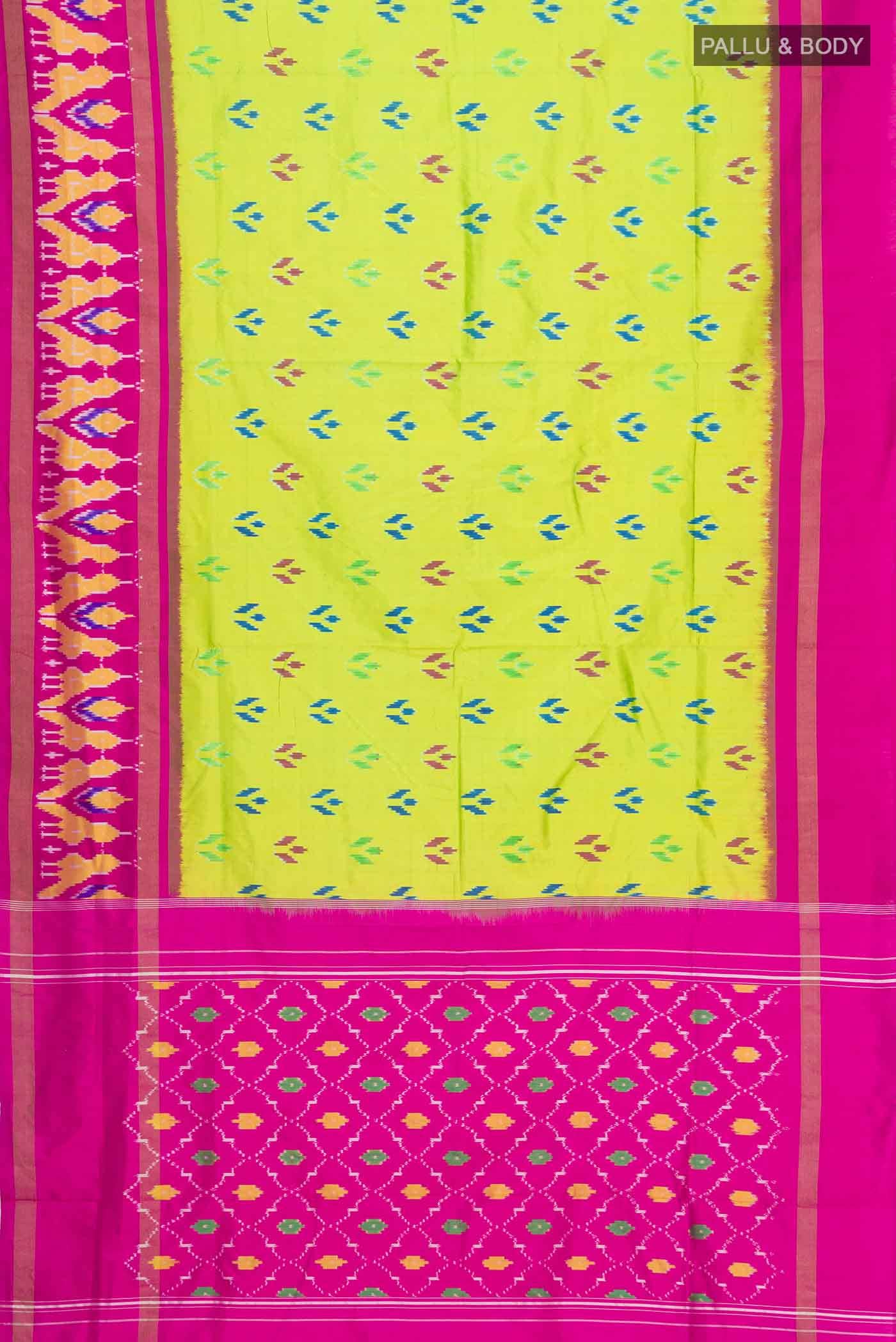 Parrot Green Pochampally Silk Saree