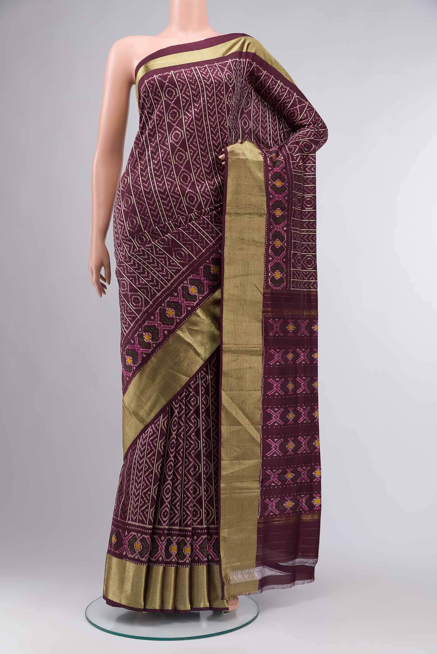 Brown Pochampally Silk Saree