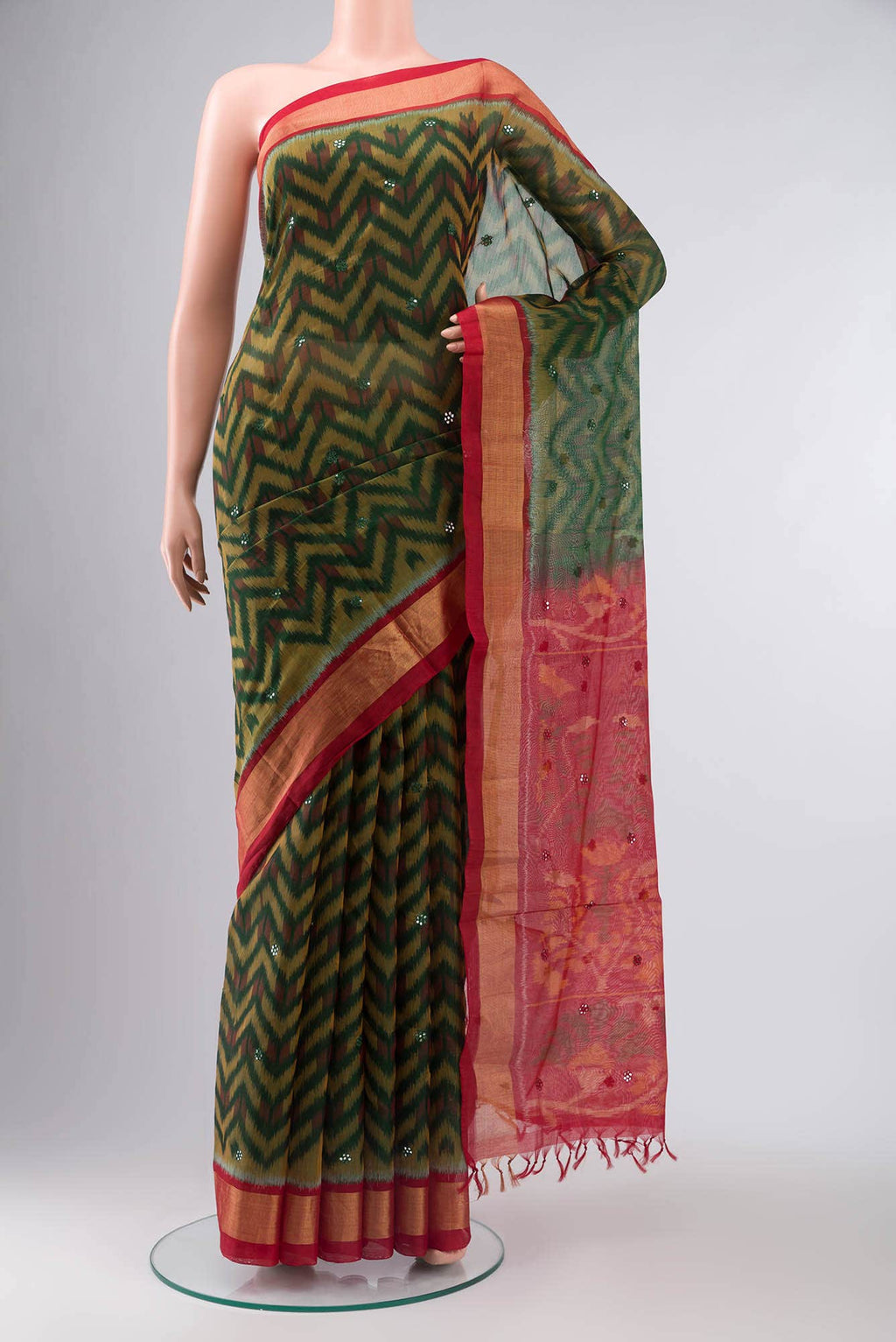 Green Silk Cotton Saree