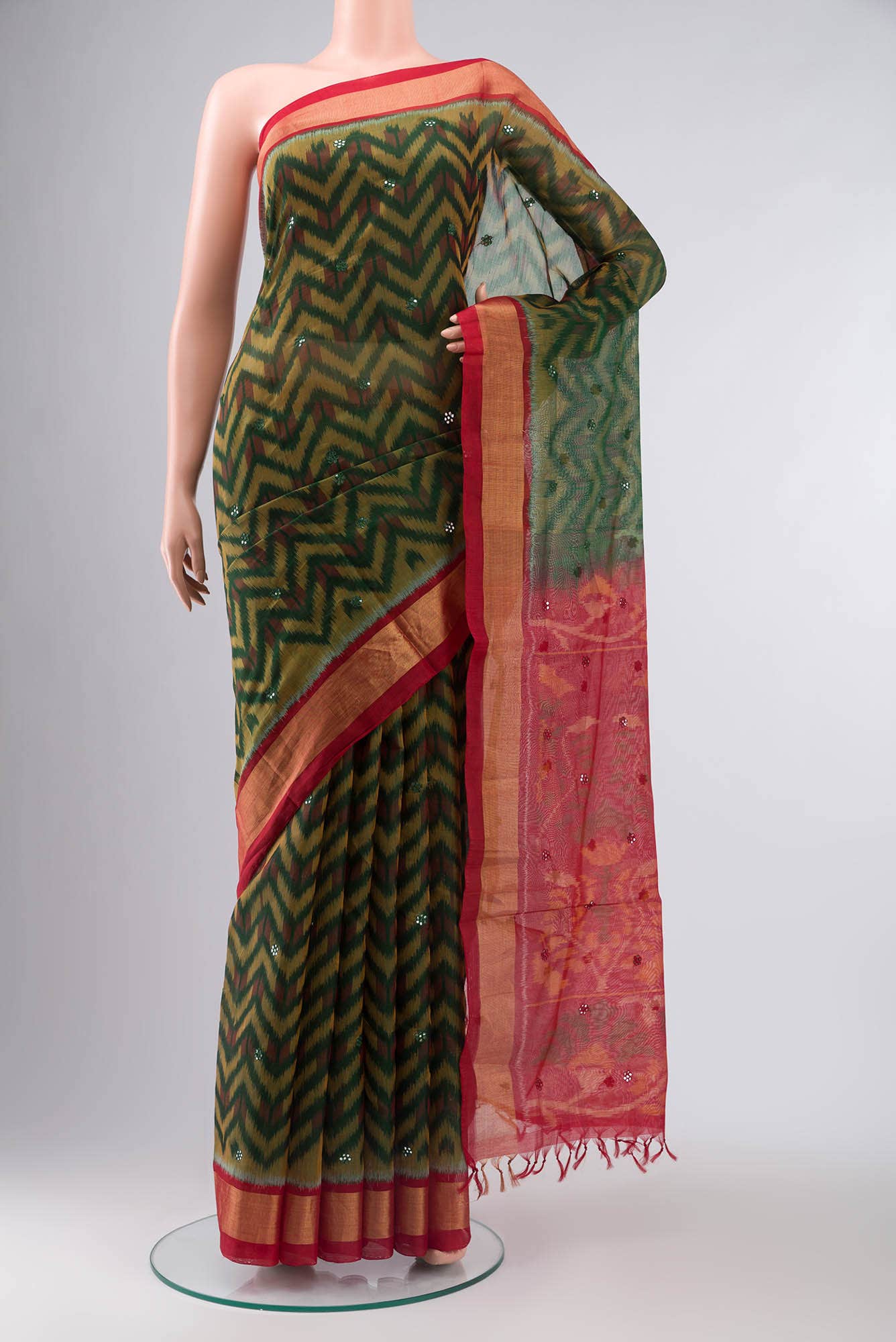 Green Silk Cotton Saree