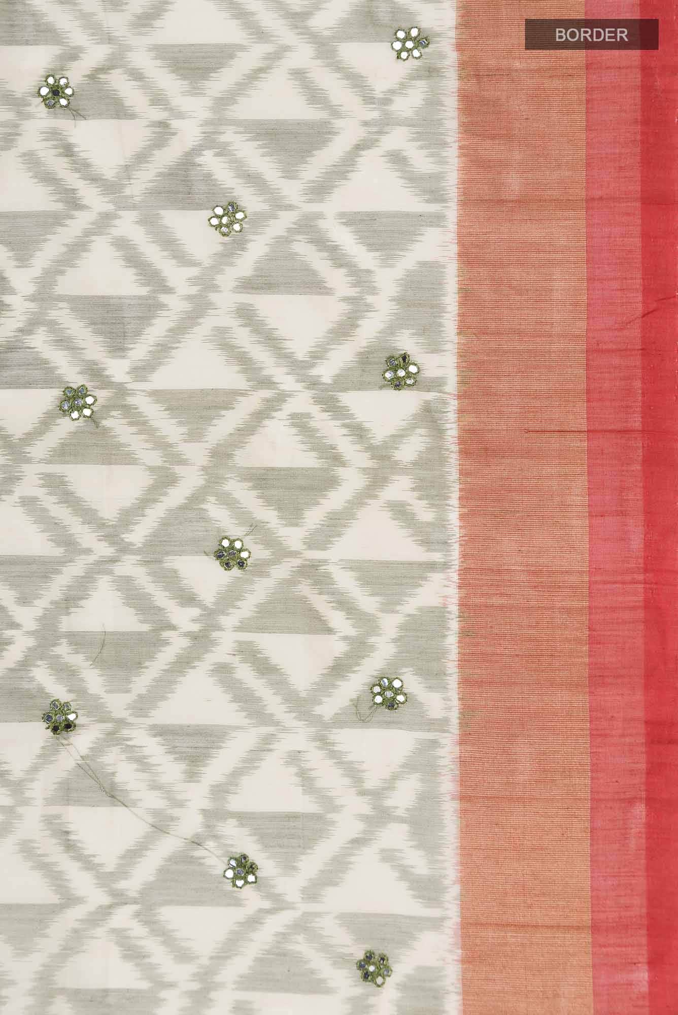 Cream Silk Cotton Saree