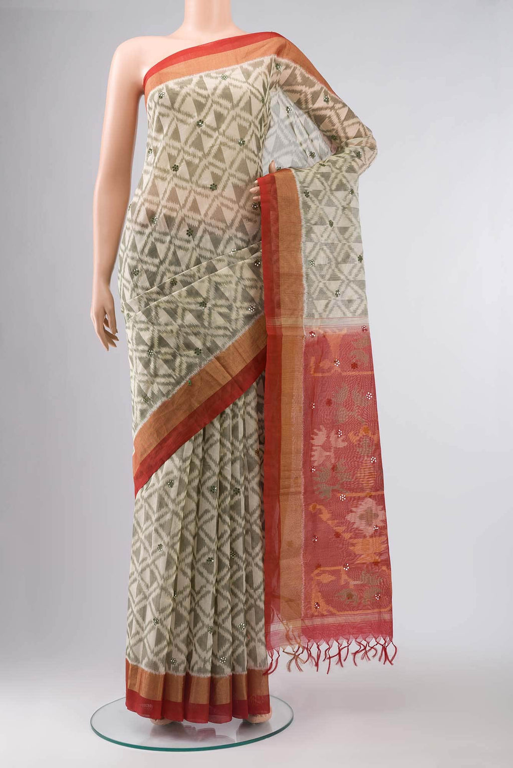 Cream Silk Cotton Saree