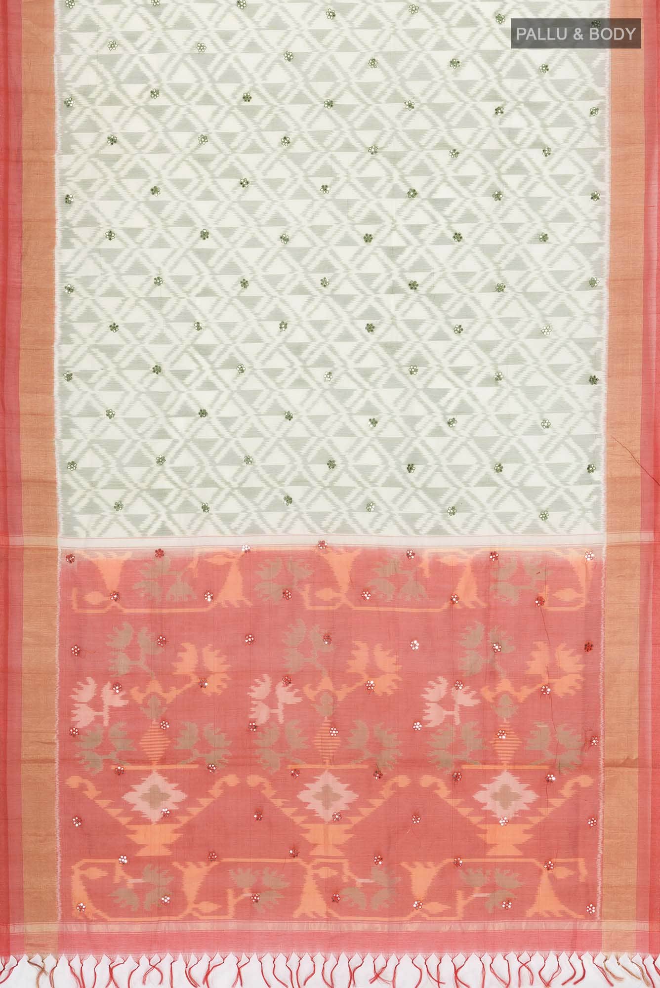 Cream Silk Cotton Saree