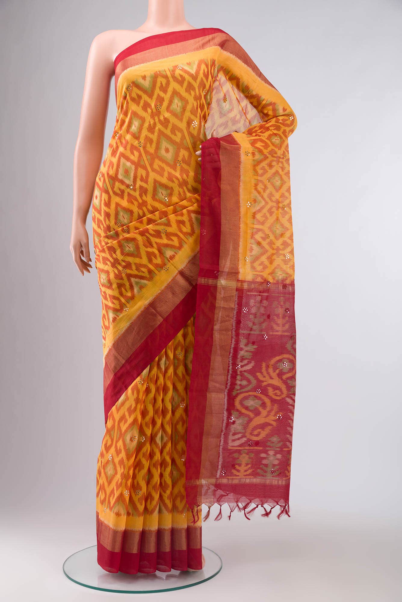 Yellow Silk Cotton Saree