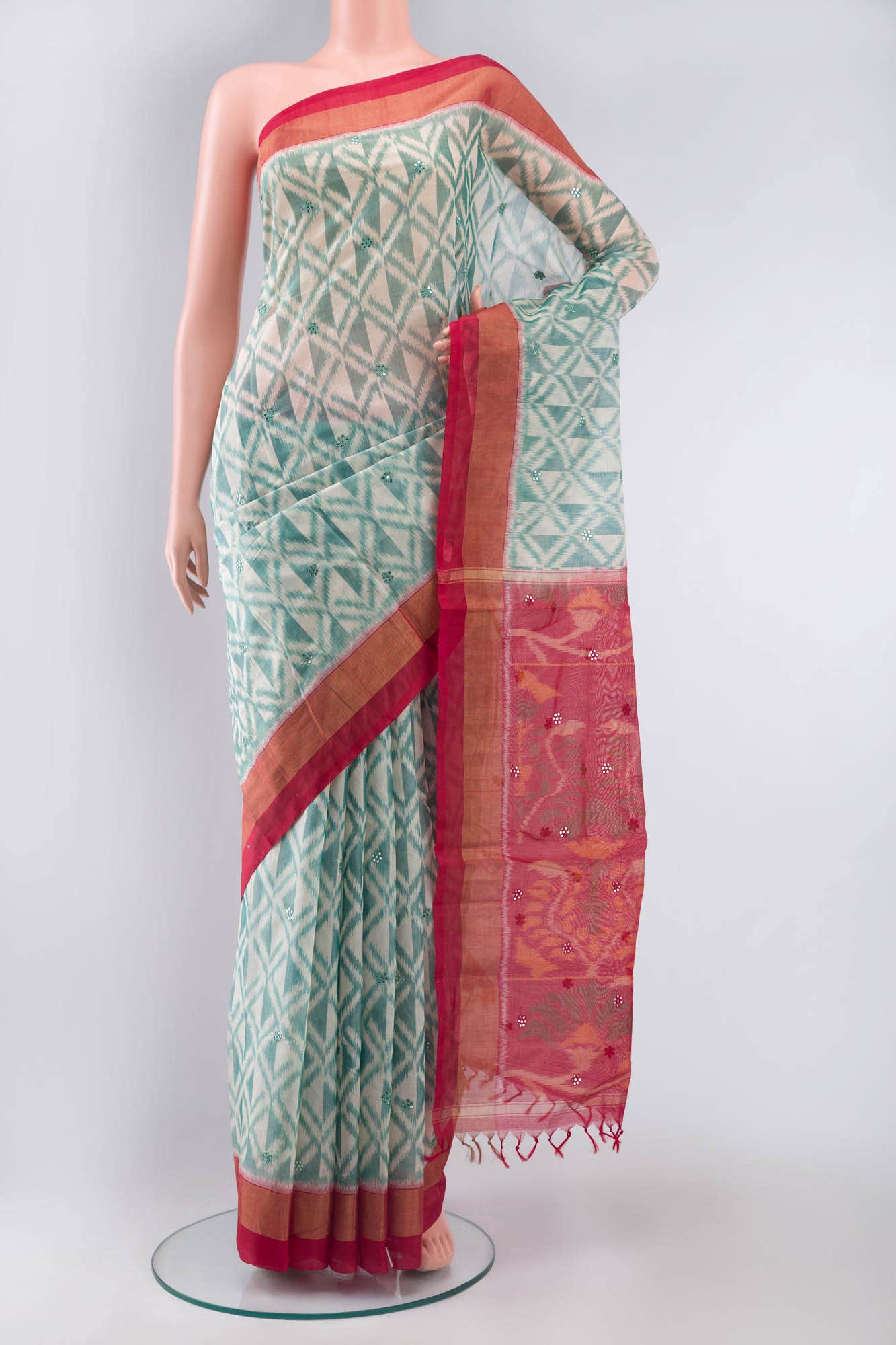 Beige Silk Cotton Saree