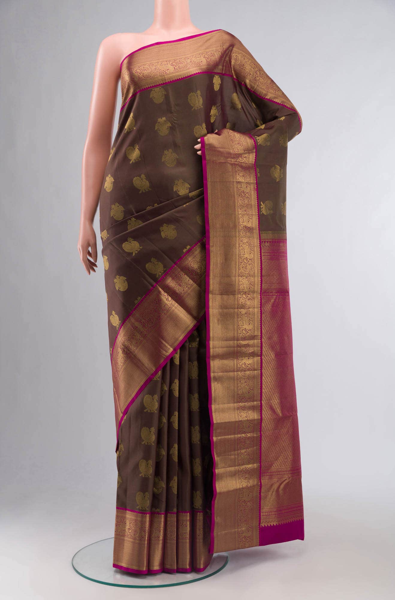 Brown Kanchipuram Silk Saree
