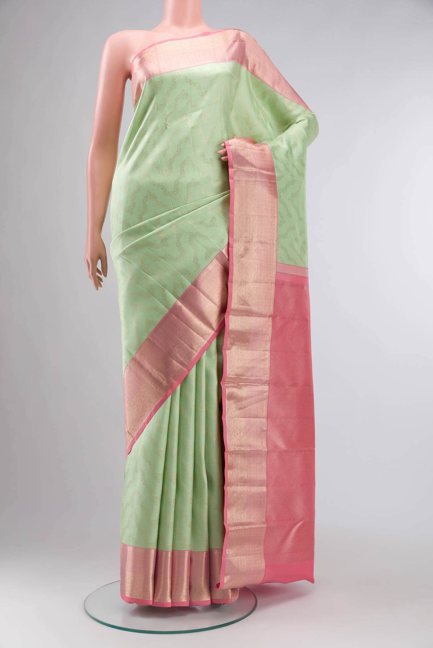 Pista Green Kanchipuram Silk Saree