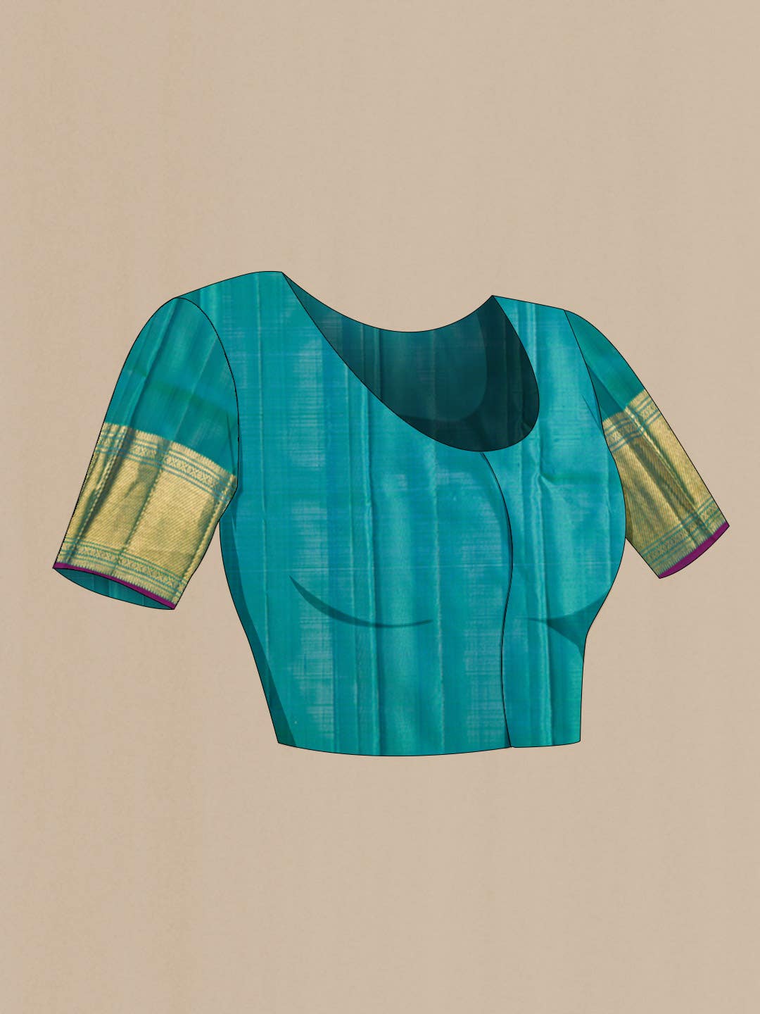 Green with Blue Dual Tone Kanchipuram Silk Saree